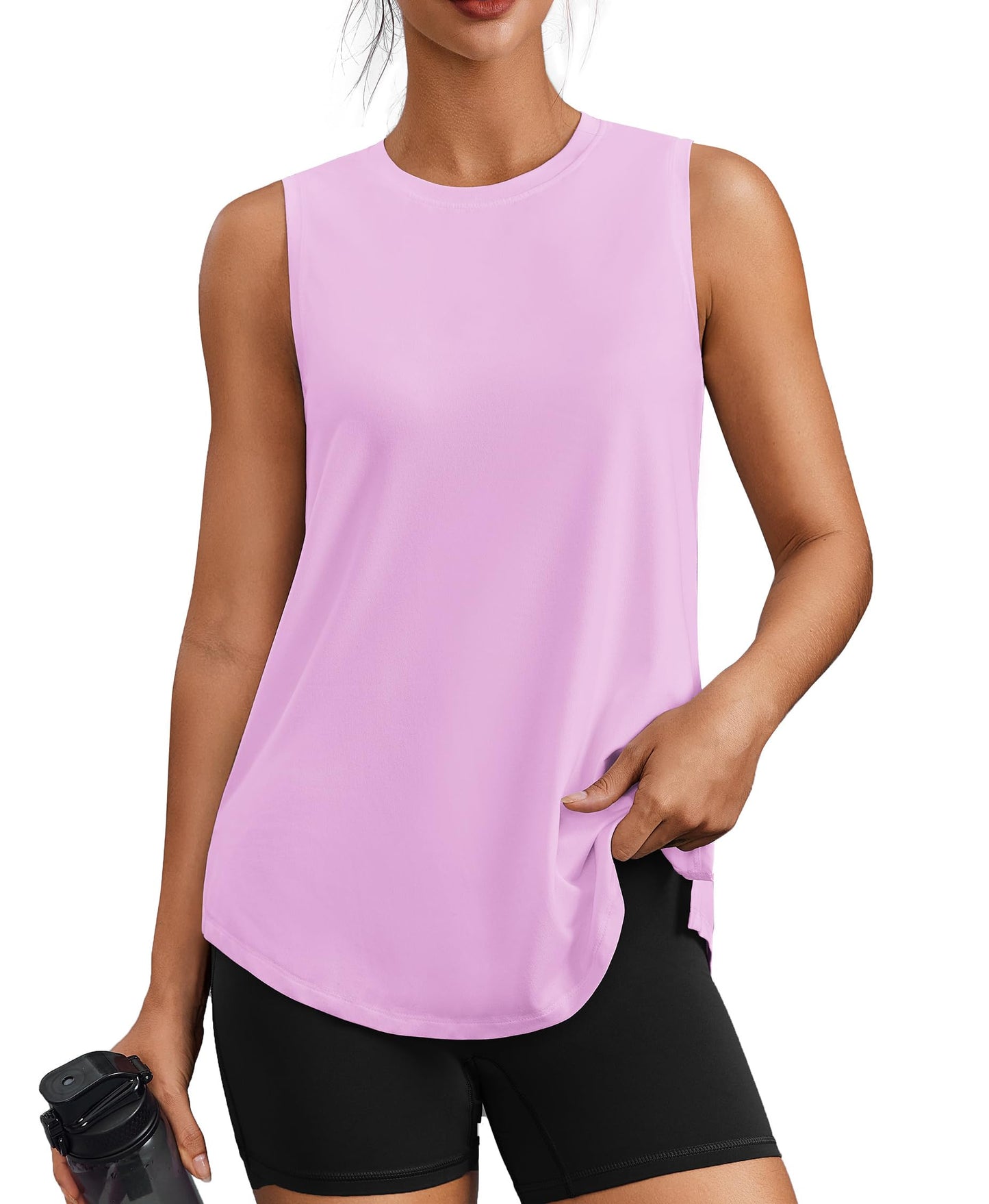PINSPARK Workout Tank Tops for Women UPF 50+ Side Slits Athletic Gym Shirt