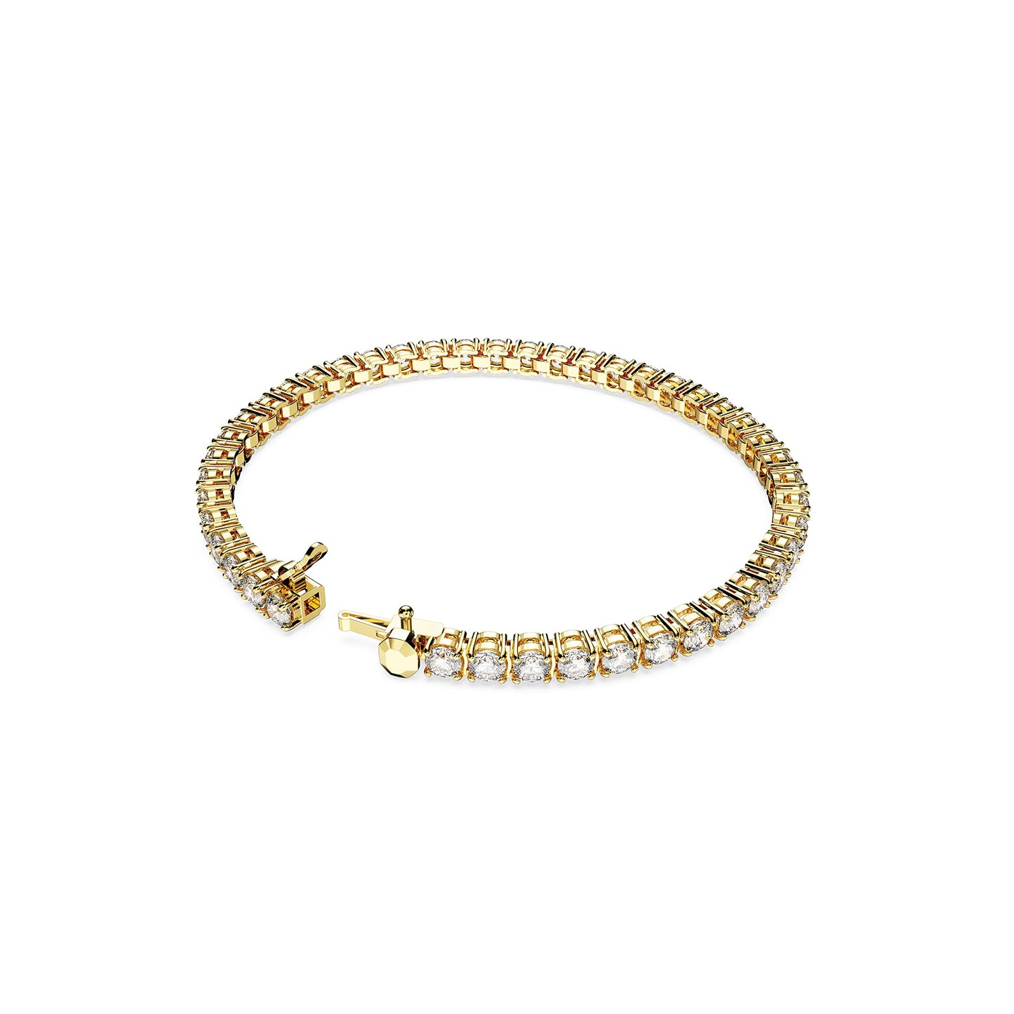 Swarovski Matrix Tennis Bracelet, Round Cut Crystals, Pink, Blue, Black, Clear, Rhodium, Gold-Tone and Rose Gold-Tone Finishes