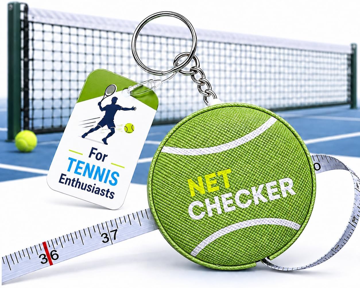 Scoring Right Net Checker Tennis Net Height Measuring Tape and Keyring - Tennis Mindset
