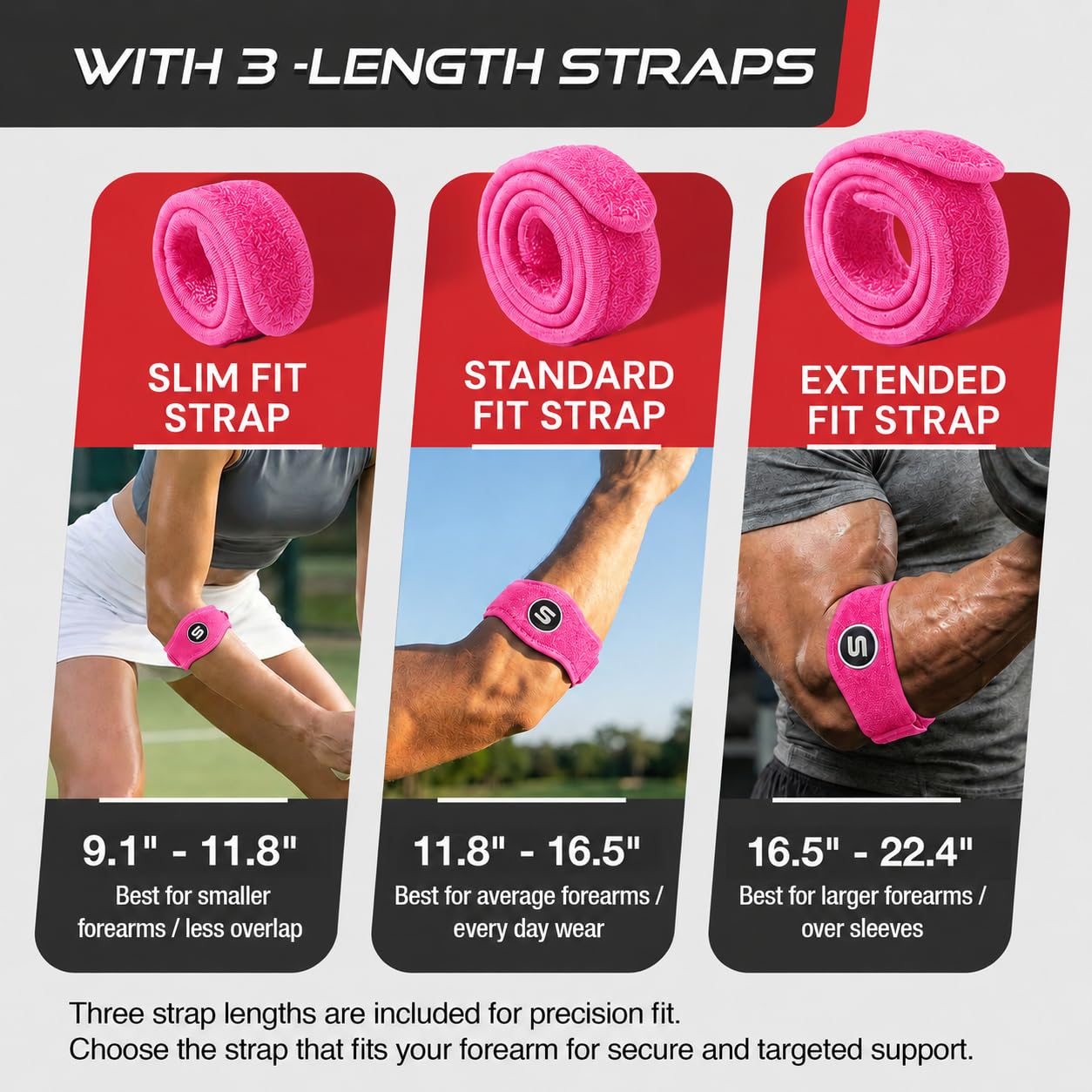 Sleeve Stars Tennis Elbow Brace for Men & Women, Elbow Brace for Tendonitis, Tennis Elbow Strap, Golfers Elbow Brace, Elbow Support Wrap for Tennis Elbow Relief, Fits 9"-23" (Single/Black) - Tennis Mindset