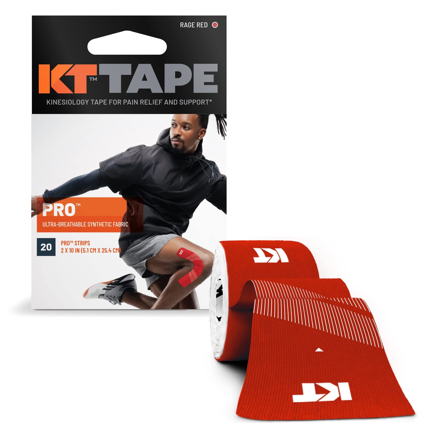 KT Tape, Pro Synthetic Kinesiology Athletic Tape, 20 Count, 10” Precut Strip - Tennis Mindset