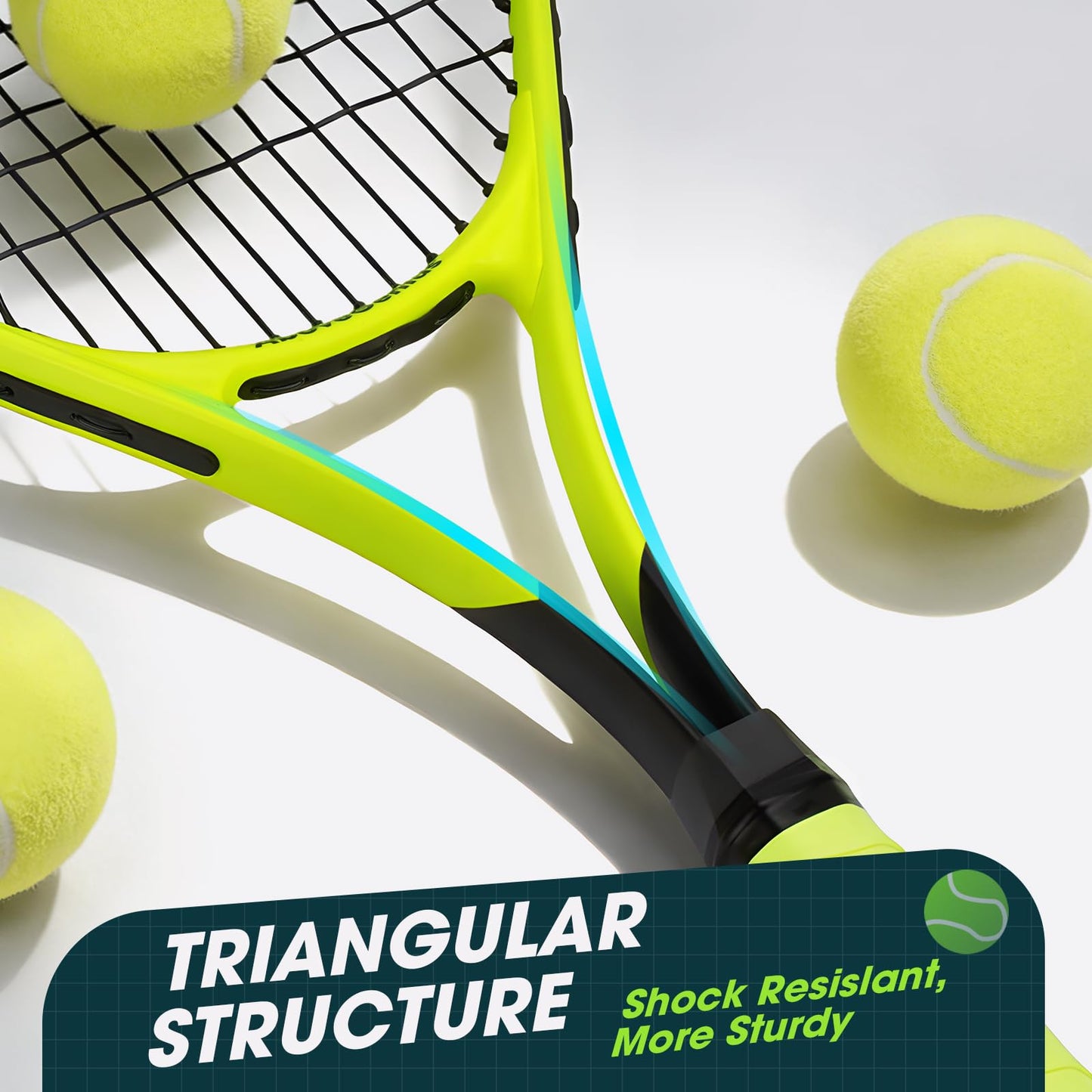 AboveGenius Neon Tennis Rackets 2 Pack for Adults- 27" Lightweight Aluminum Tennis Racquet Set with 3 Balls & Bag- Vibrant High-Visibility Matte Finish for Men Women Beginners - Tennis Mindset
