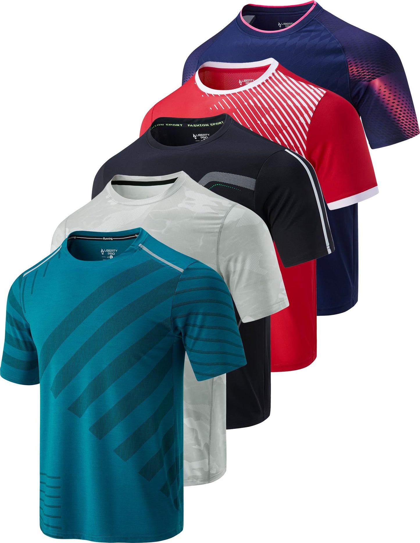 Liberty Imports 5 Pack Men's Active Quick Dry Crew Neck T Shirts - Tennis Mindset