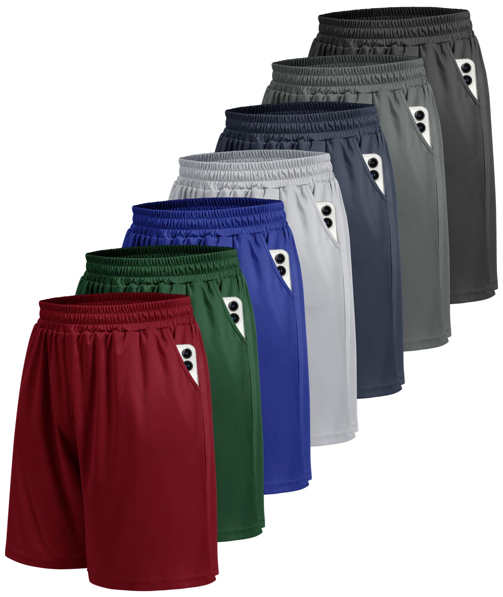 5 Pack Athletic Gym Mens Shorts - Workout Black Quick Dry Basketball Shorts - Tennis Mindset