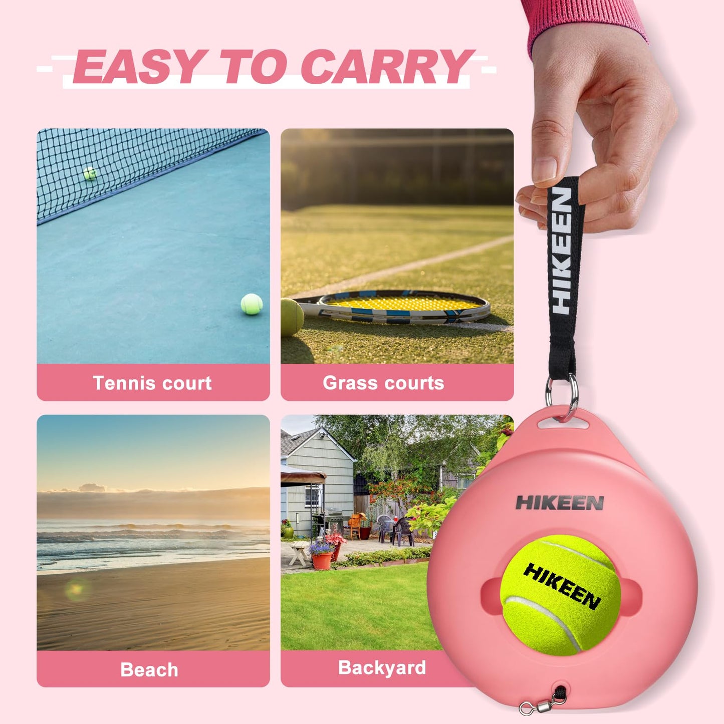 Hikeen Premium Tennis Trainer Rebound with Metal Base,Portable Solo Tennis Trainer Set with 3 Highly Elastic String Balls,Tennis Practice Equipment for Adult Kids an Beginners - Tennis Mindset