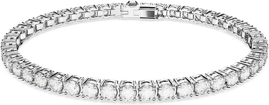 Swarovski Matrix Tennis Bracelet, Round Cut Crystals, Pink, Blue, Black, Clear, Rhodium, Gold-Tone and Rose Gold-Tone Finishes - Tennis Mindset
