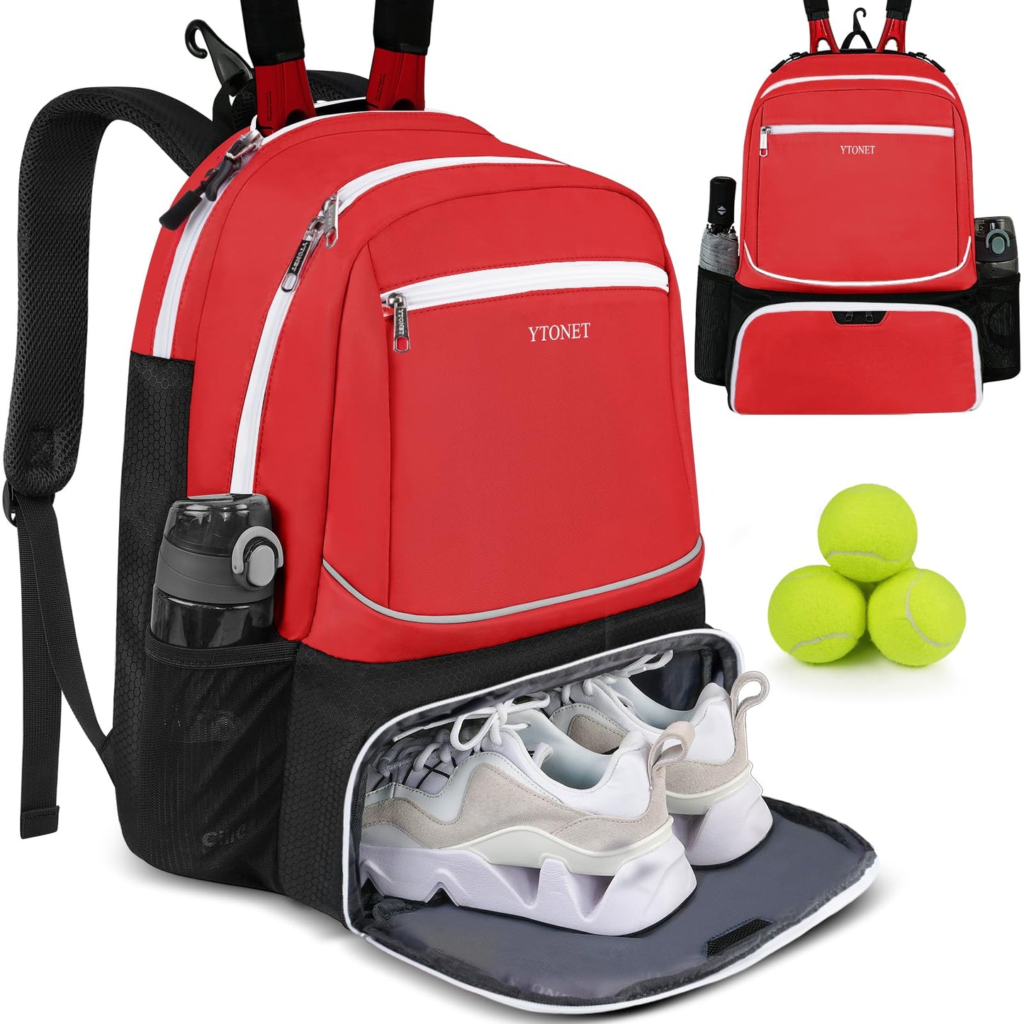 Ytonet Tennis Bag Tennis Backpack for Women Men 2 Rackets - Tennis Mindset
