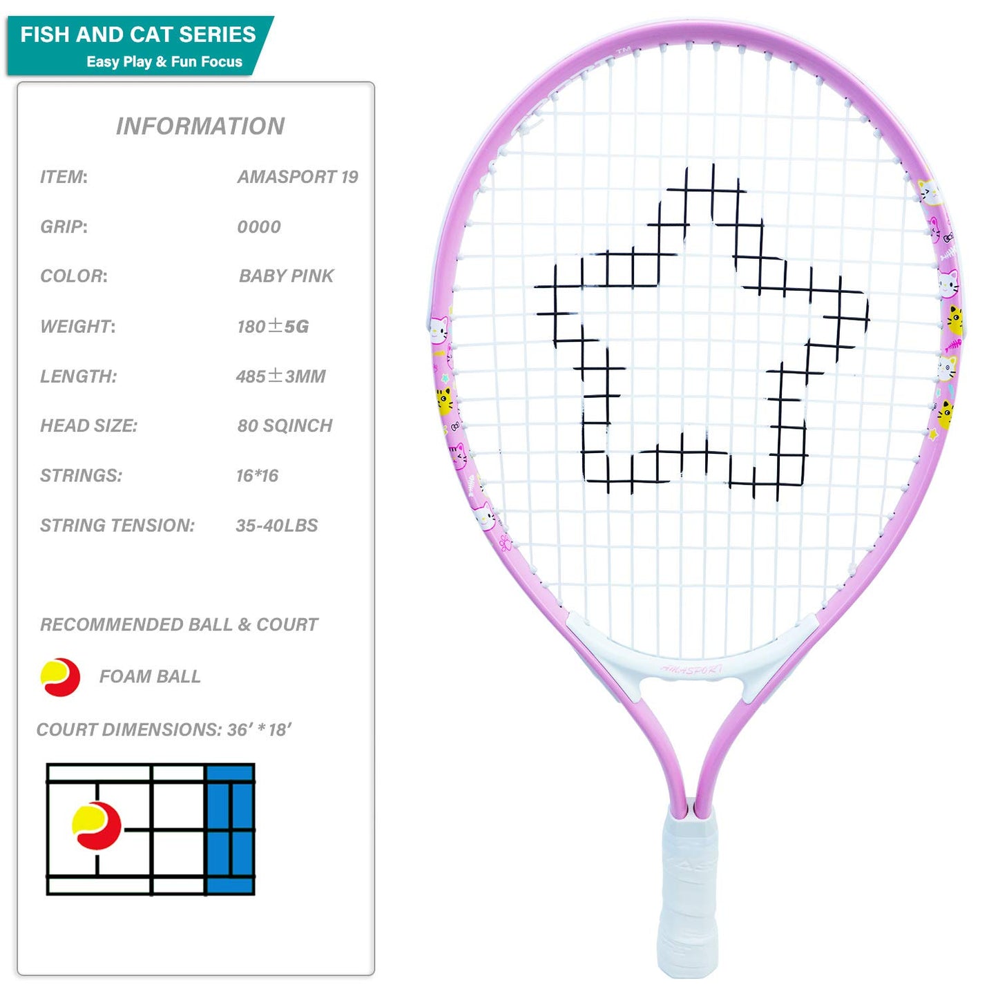 AMA SPORT Kids Tennis Racket for Junior Toddlers Starter Kit 17-25" Tennis Racquet for Girls and Boys with 420D Nylon Shoulder Strap Bag - Tennis Mindset