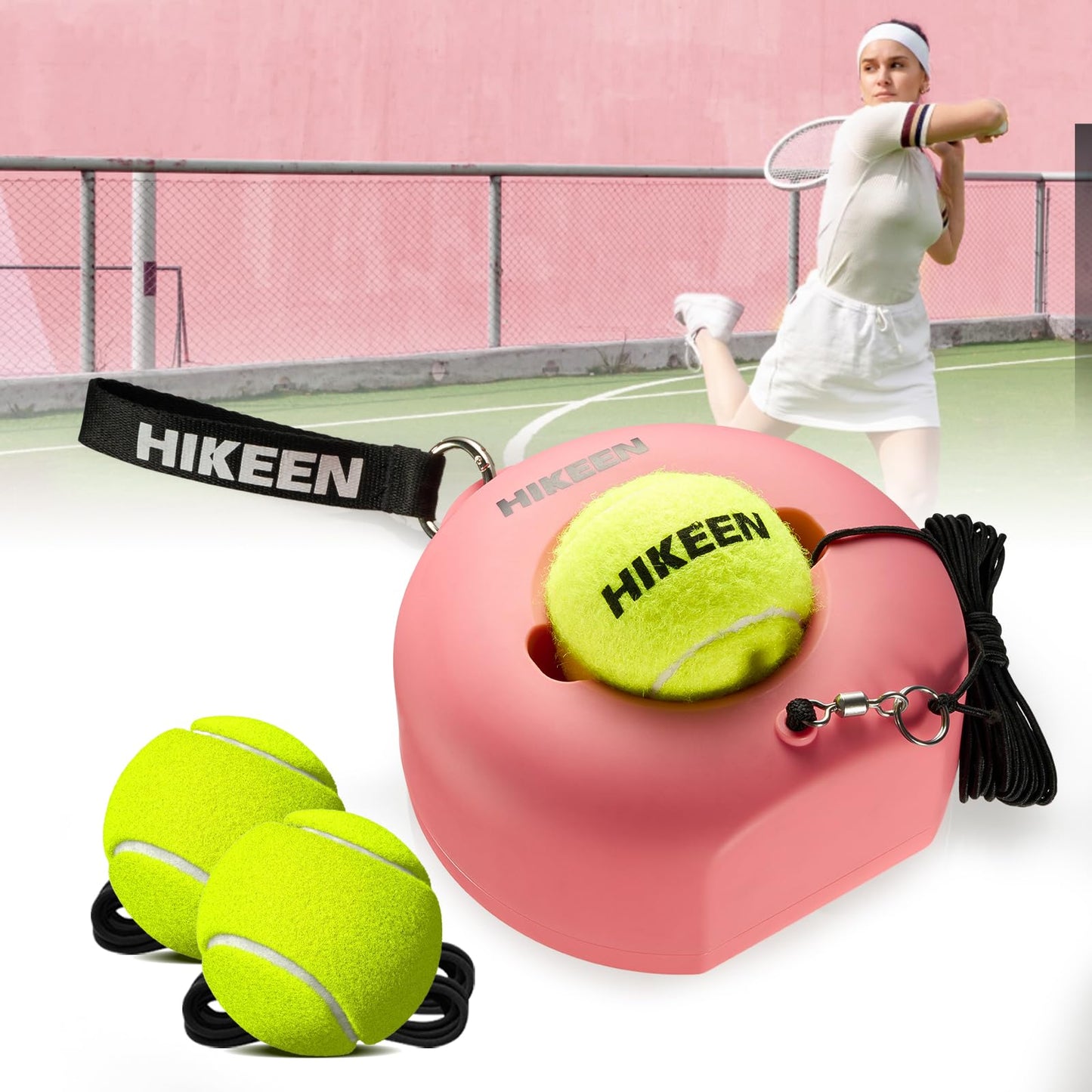 Hikeen Premium Tennis Trainer Rebound with Metal Base,Portable Solo Tennis Trainer Set with 3 Highly Elastic String Balls,Tennis Practice Equipment for Adult Kids an Beginners - Tennis Mindset
