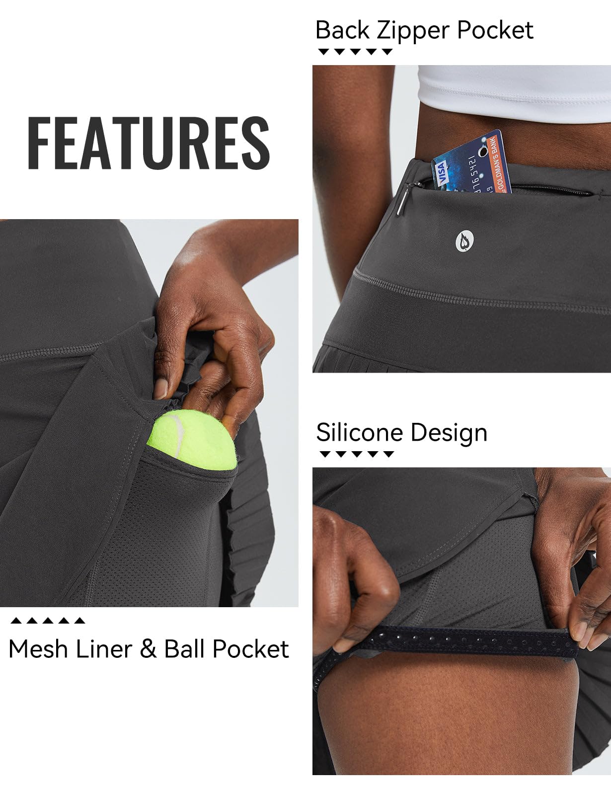 baleaf Tennis Skirt Pleated Golf Skorts with 3 Pockets - Tennis Mindset