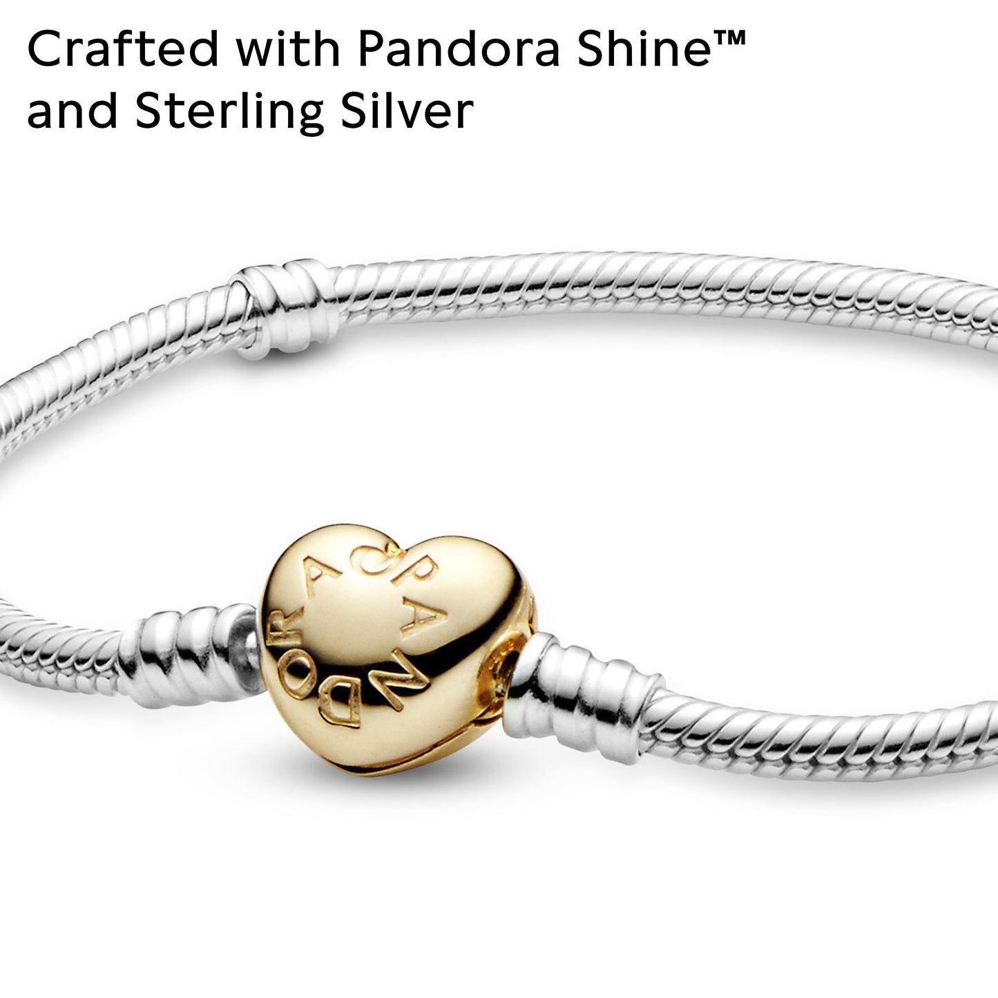 PANDORA Heart Clasp Snake Chain Bracelet - Heart Clasp - Romantic Jewelry for Her with Gift Box - Compatible Moments Charms