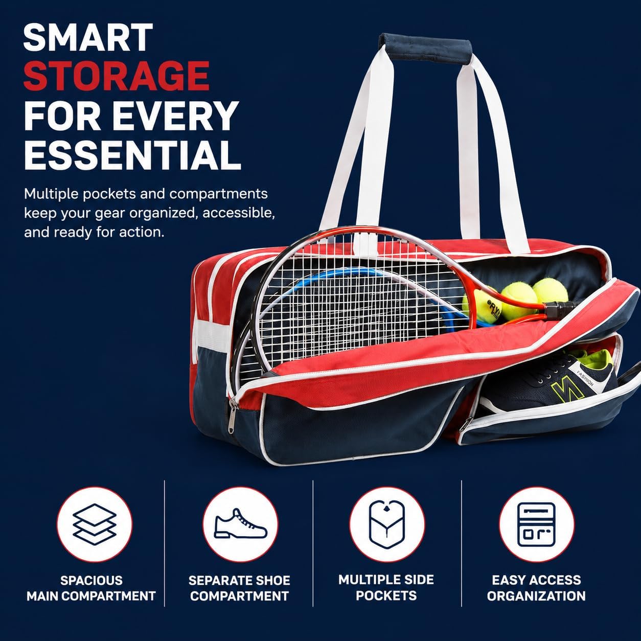 K-Cliffs Tennis Racket Bag | Deluxe Ballistic Nylon | Shoe Compartment - Tennis Mindset