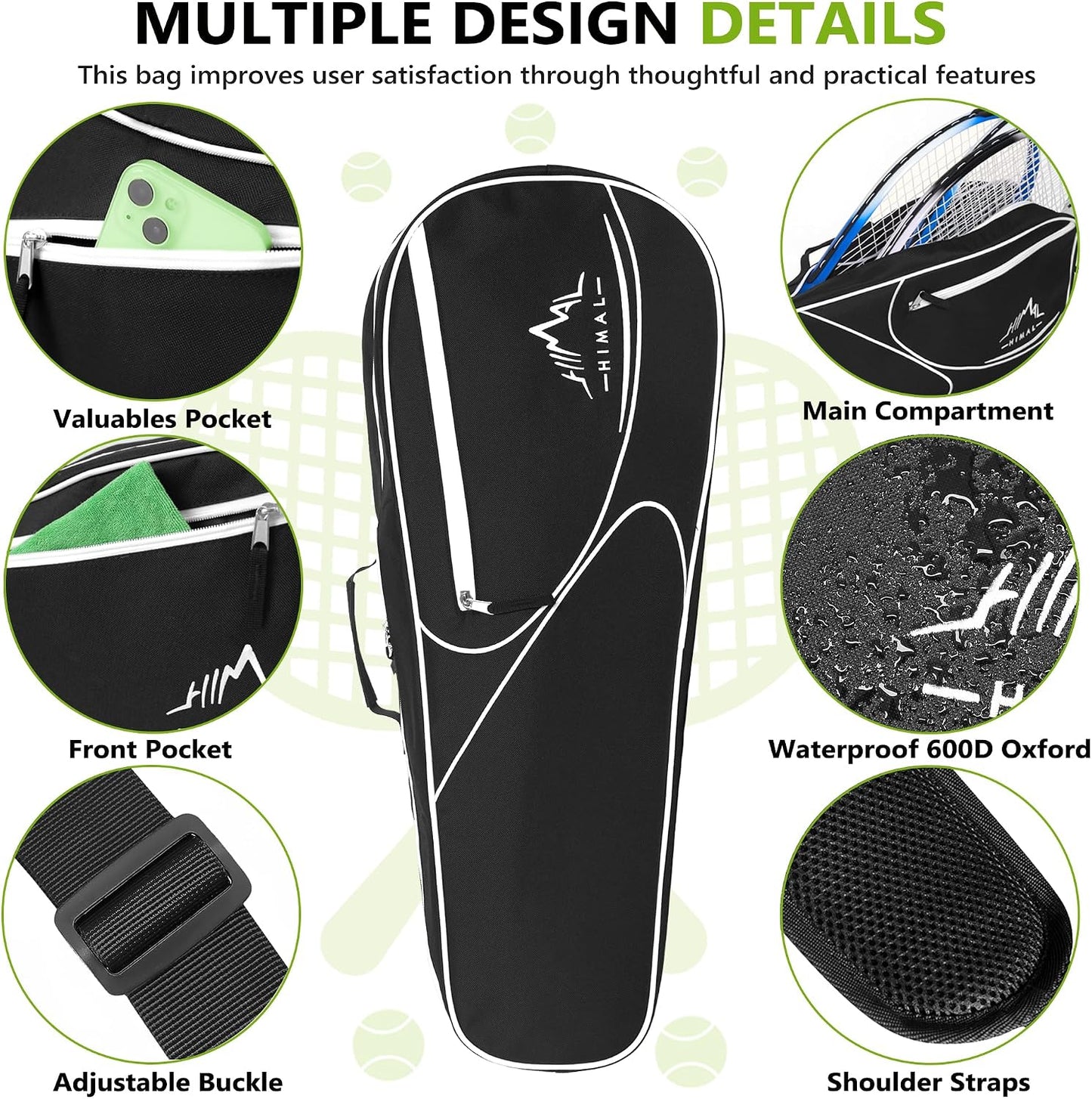 Himal Outdoors 3 Racquet Tennis Bag Tennis Racket Bag for Men Women - Tennis Mindset