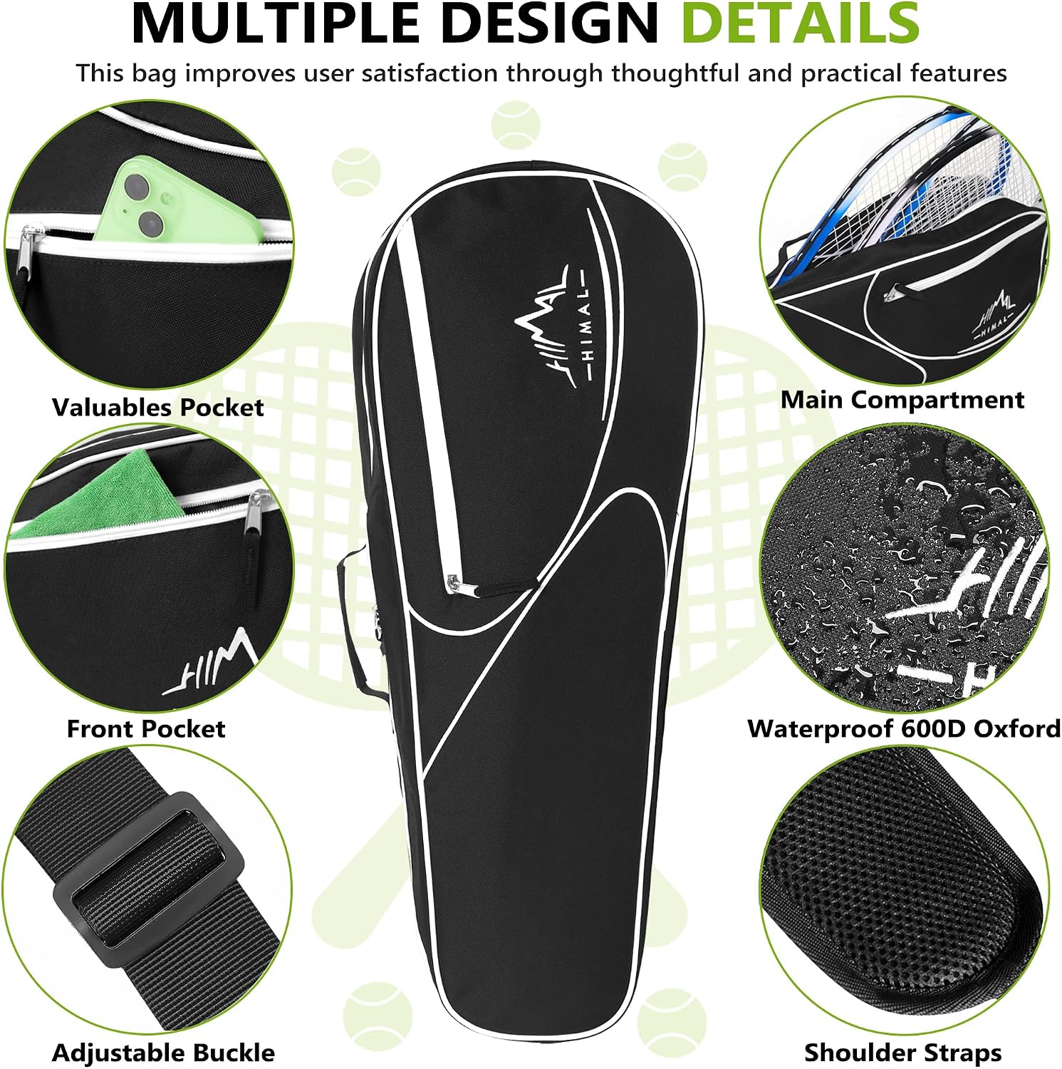 Himal Outdoors 3 Racquet Tennis Bag Tennis Racket Bag for Men Women - Tennis Mindset