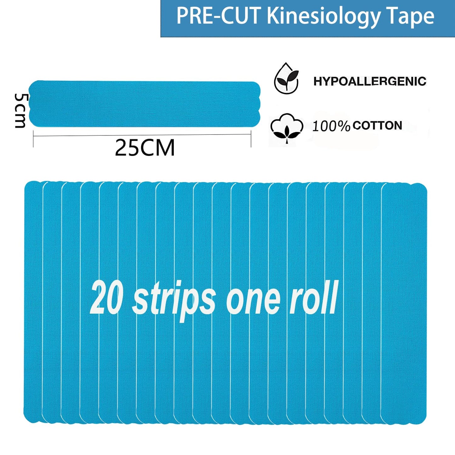 Kinesiology Tape Precut Strips Pro Athletic (3 Rolls,60 Strips) Original Cotton Waterproof Breathable Latex Free Tape for Muscle Pain Relief and Joint Support Elastic Sports Activities Tapes (Mix) - Tennis Mindset