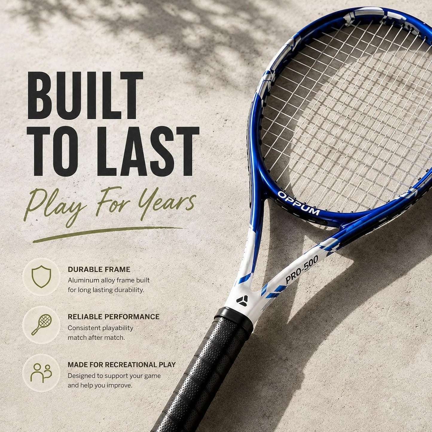 Adult Tennis Racket Set of 2, 27 Inch Pre-Strung for Beginners