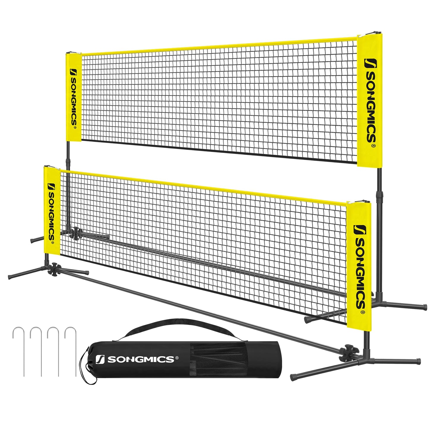SONGMICS Badminton Net, Height Adjustable Volleyball Net, Pickleball Net for Junior Tennis, Kids, Indoor Outdoor Court, Foldable Nylon Net with Poles 10ft/13ft/16.5ft Wide - Tennis Mindset