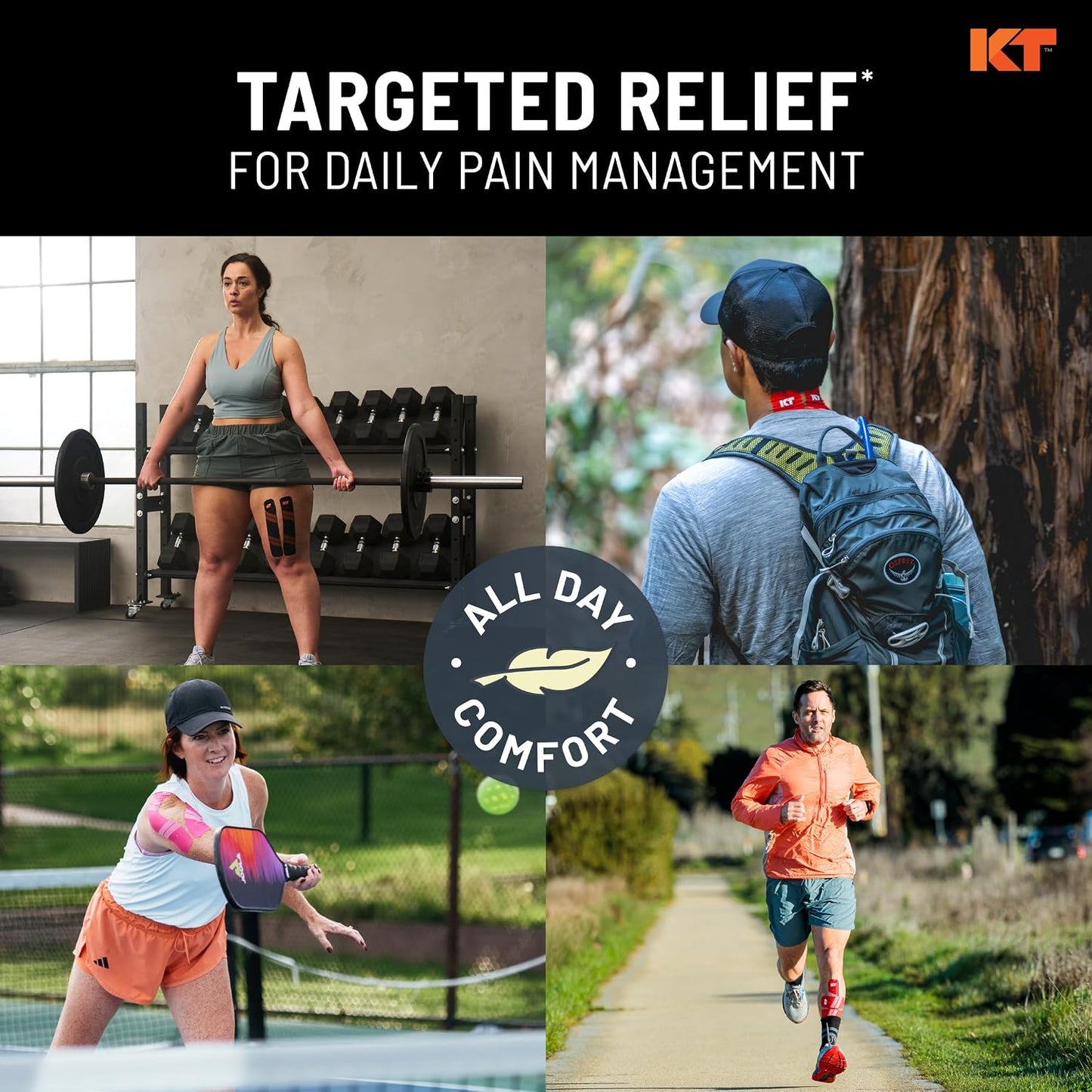 KT Tape, Pro Synthetic Kinesiology Athletic Tape, 20 Count, 10” Precut Strip - Tennis Mindset
