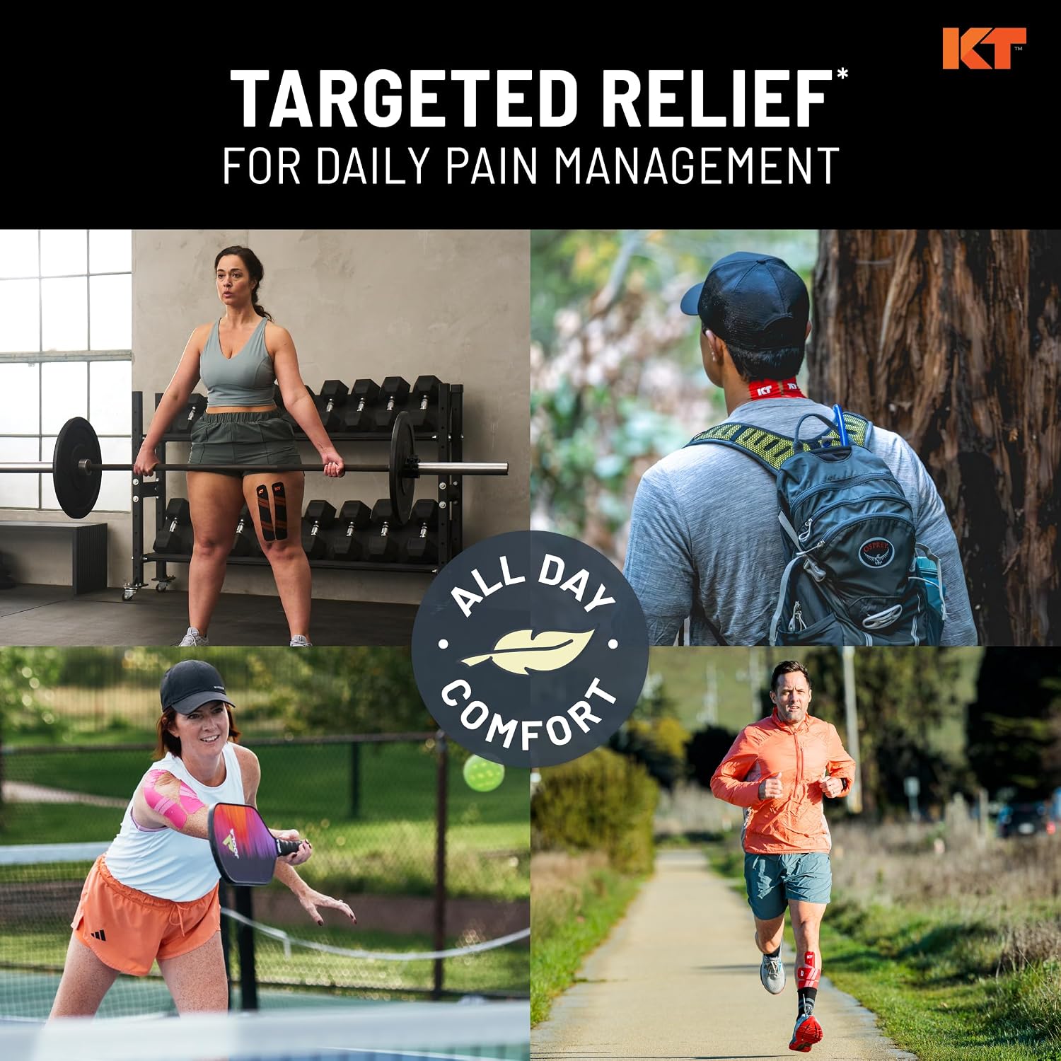 KT Tape, Pro Synthetic Kinesiology Athletic Tape, 20 Count, 10” Precut Strip - Tennis Mindset