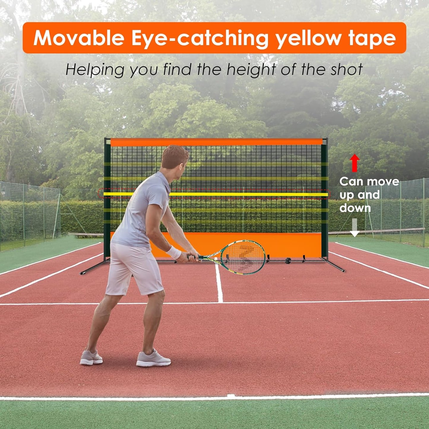 ORIENGEAR Tennis Rebound Practice Wall - 12ft x 6ft Rebounder Net for Racquet Sports, Ball & Pickleball, Training Backboard for Court Backyard and Indoor & Outdoor Use - Tennis Mindset