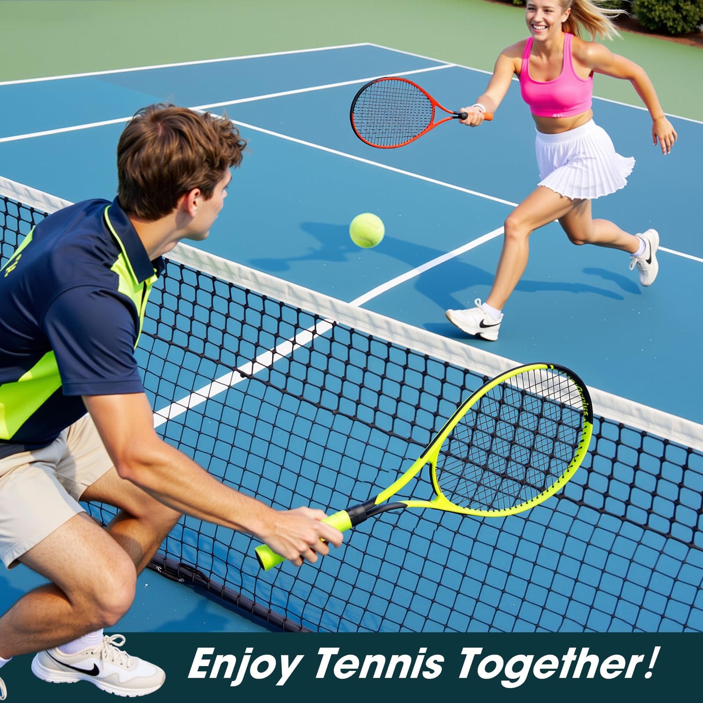 AboveGenius Neon Tennis Rackets 2 Pack for Adults- 27" Lightweight Aluminum Tennis Racquet Set with 3 Balls & Bag- Vibrant High-Visibility Matte Finish for Men Women Beginners - Tennis Mindset