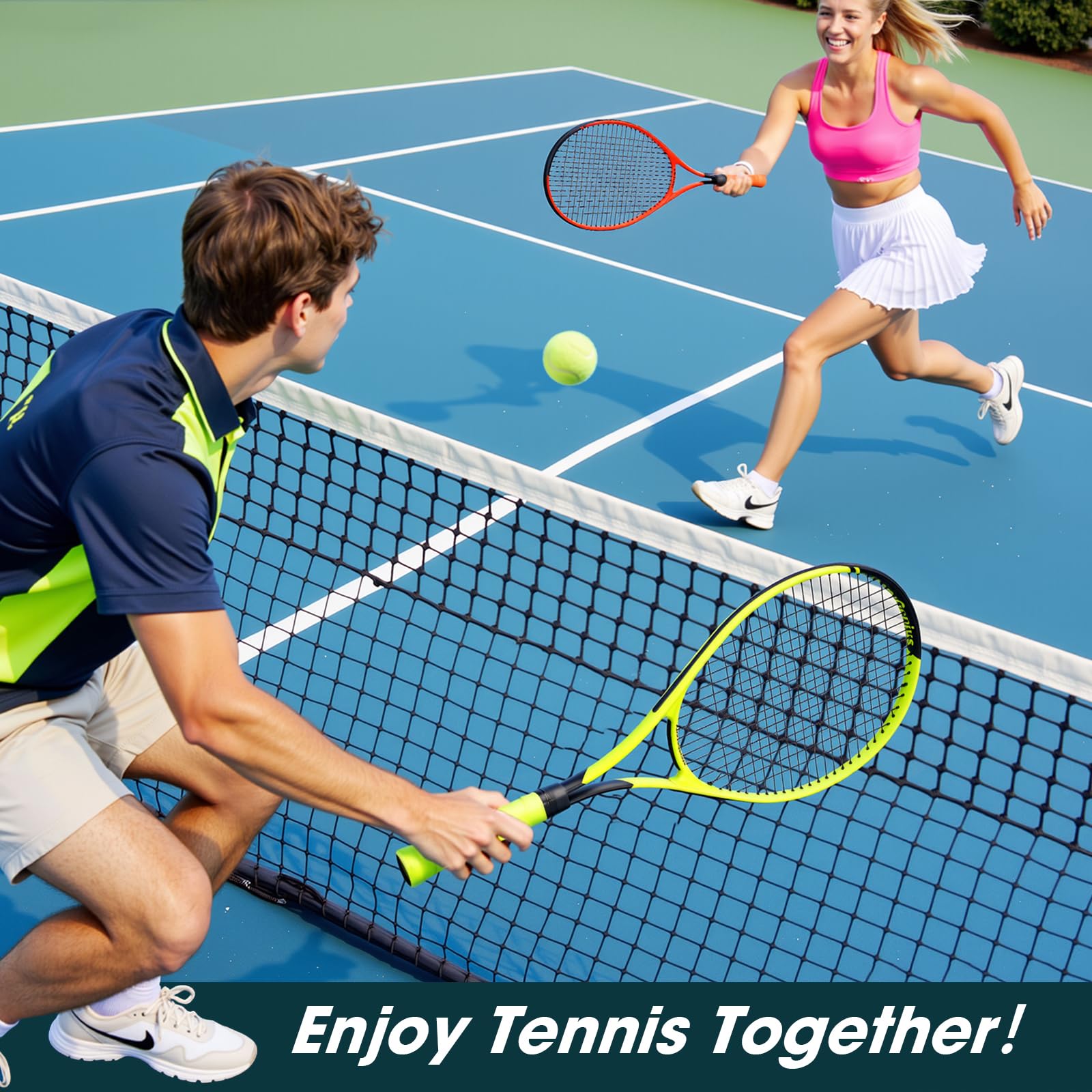 AboveGenius Neon Tennis Rackets 2 Pack for Adults- 27" Lightweight Aluminum Tennis Racquet Set with 3 Balls & Bag- Vibrant High-Visibility Matte Finish for Men Women Beginners - Tennis Mindset