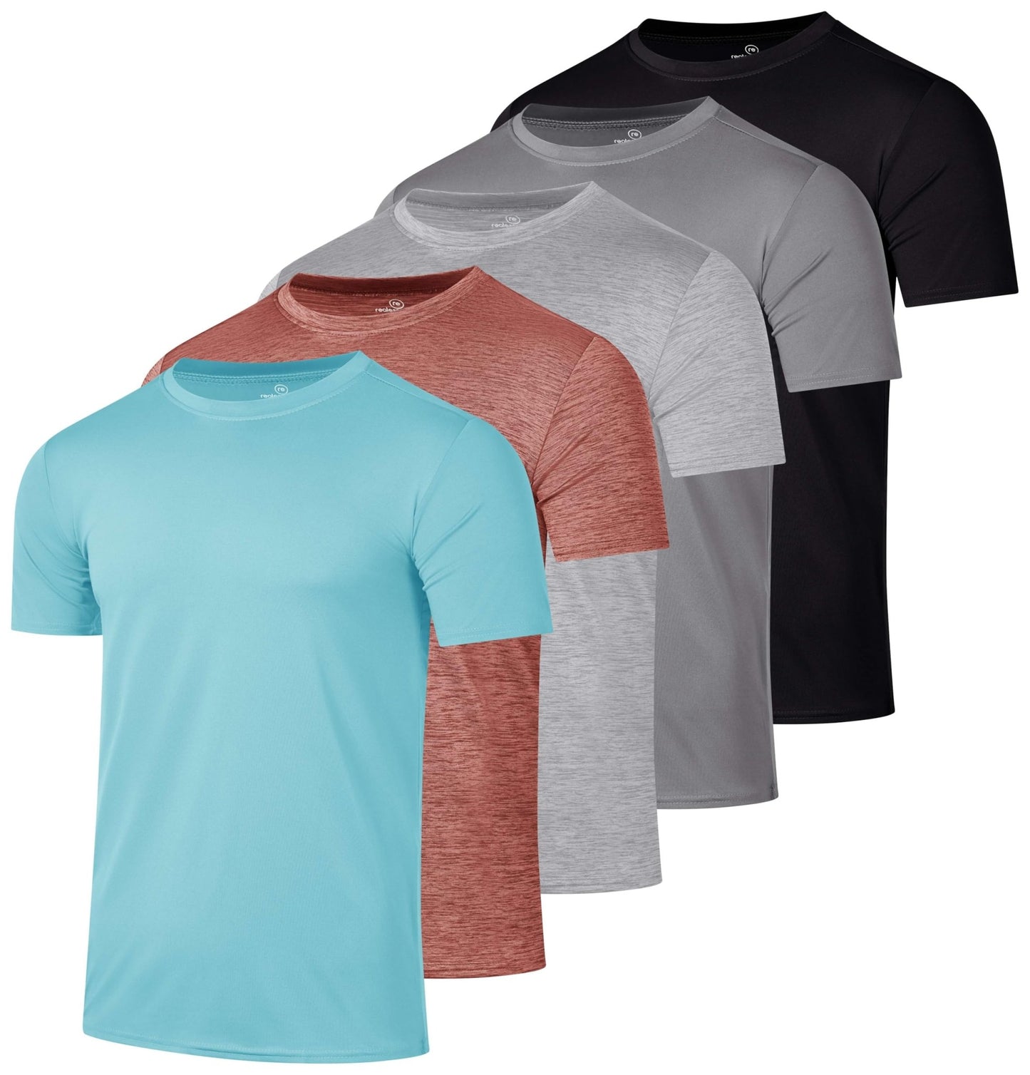 5 Pack Men's Dry Fit Workout T Shirts Crew Neck Athletic Gym Running Tees - Tennis Mindset