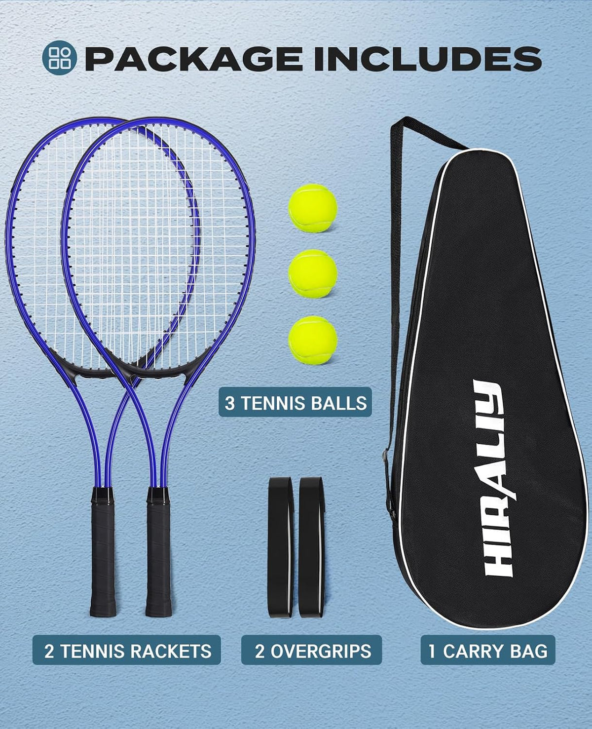 HIRALIY 27-Inch Tennis Racket for Adults with Ball and Carry Bag - Tennis Mindset