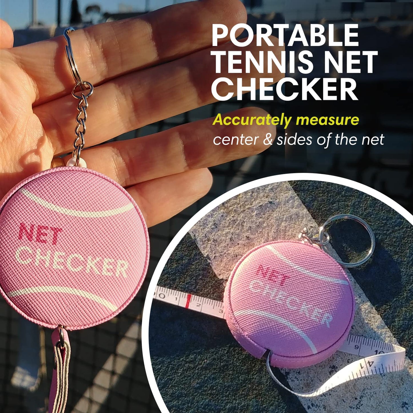 Scoring Right Net Checker Tennis Net Height Measuring Tape and Keyring - Tennis Mindset