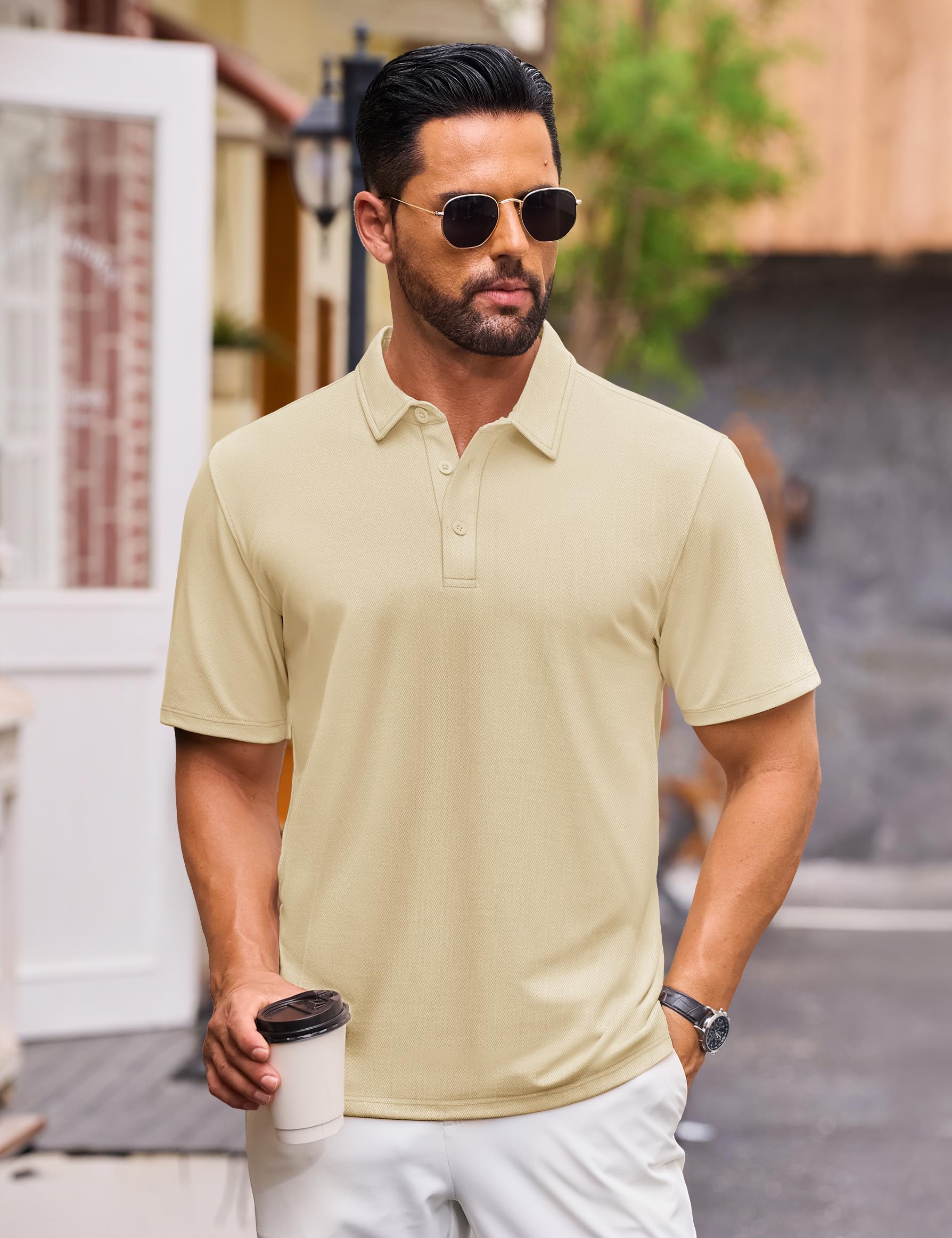 Cotrasen Men's Polo Shirts Short Sleeve Cotton Pique Classic Golf Shirts - Tennis Mindset
