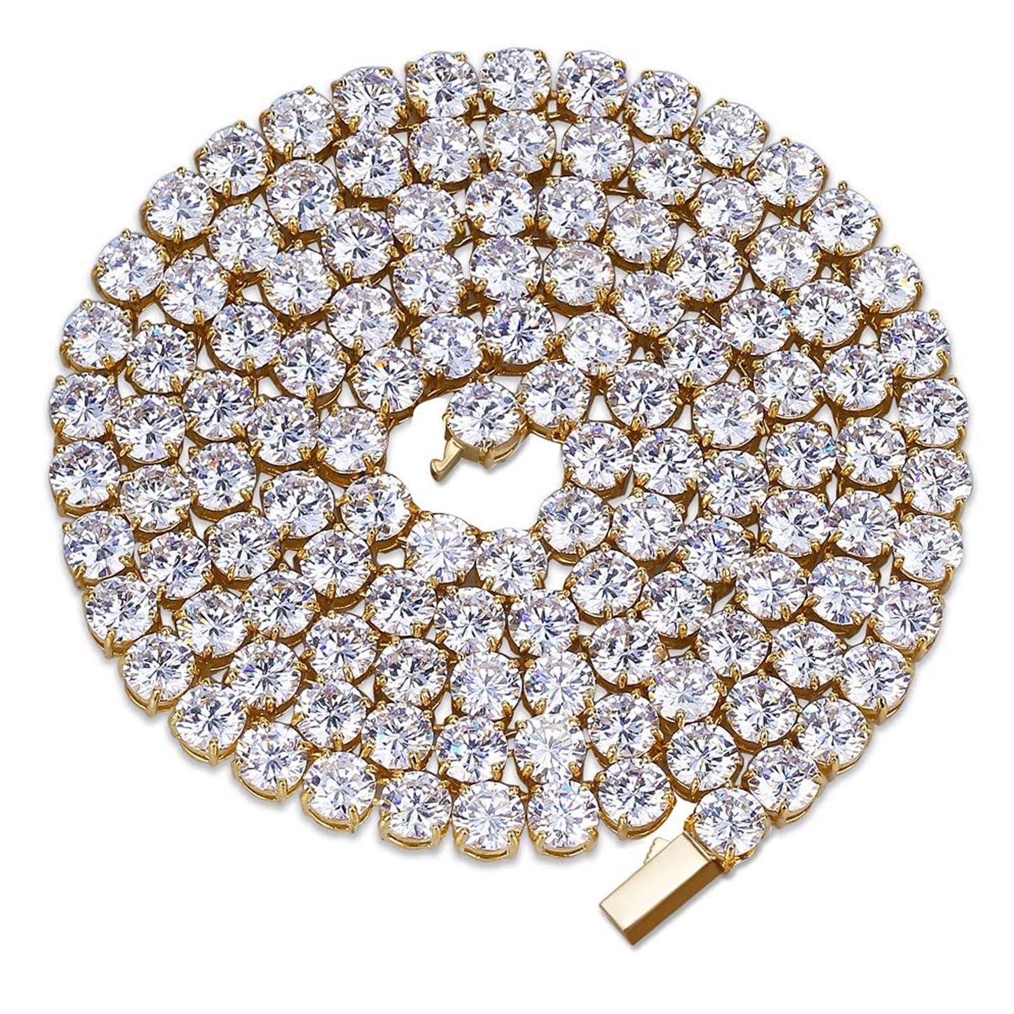 JINAO 6MM Tennis Chain Necklace 18k Gold Plated 1 Row Lab Simulated Diamond Iced Out Cubic Zirconia Chain Men's Hip hop Tennis Choker Necklace Chain for Men Women - Tennis Mindset
