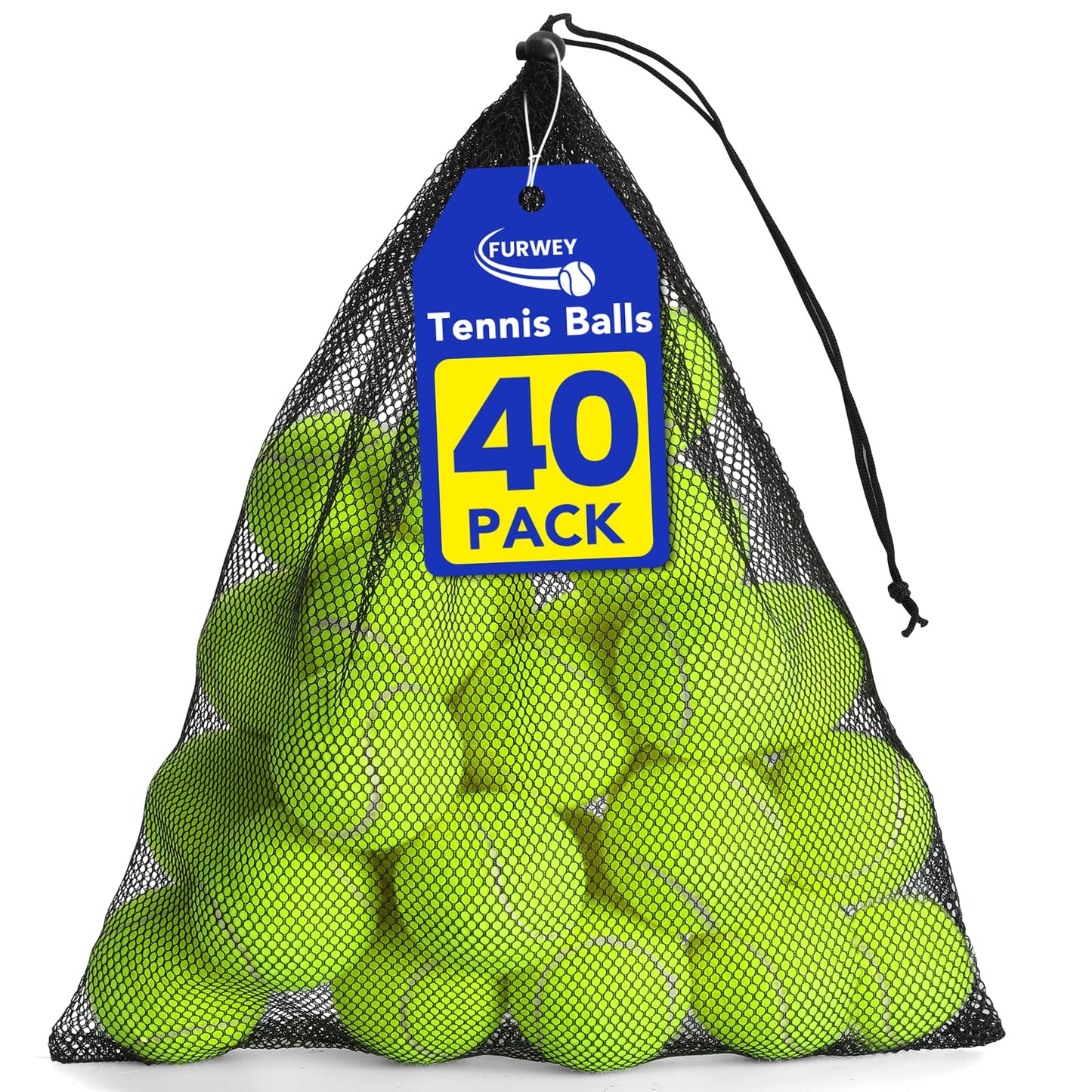FURWEY Tennis Ball,6/12/24/36/40/80P Training Balls,Dog Balls with Mesh Bag