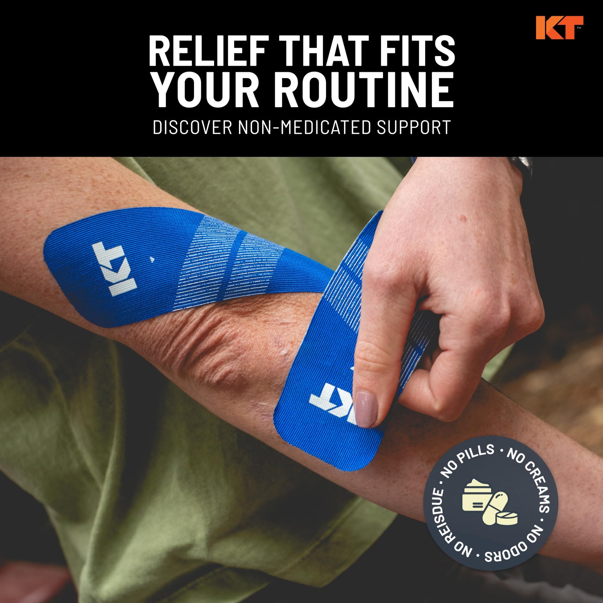 KT Tape, Pro Synthetic Kinesiology Athletic Tape, 20 Count, 10” Precut Strip - Tennis Mindset