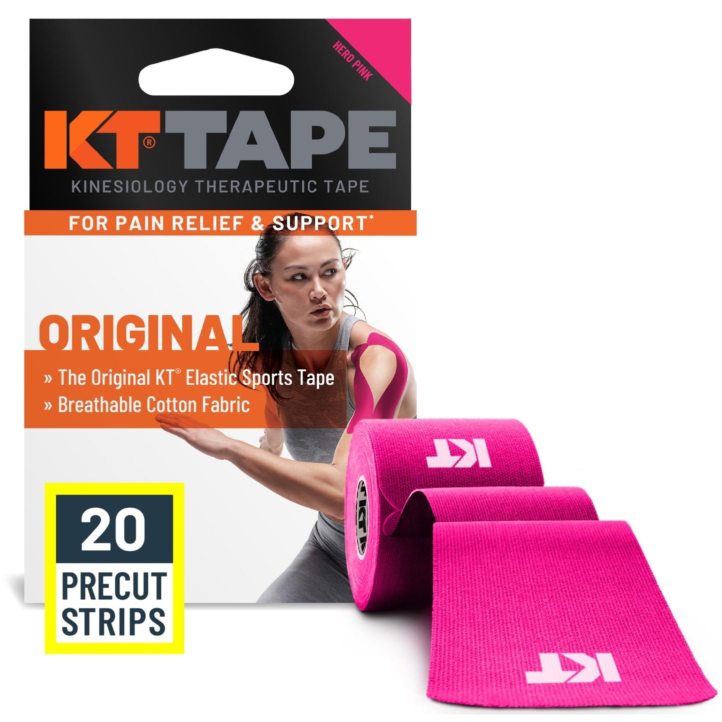 KT Tape, Original Cotton, Elastic Kinesiology Athletic Tape, 20 Count, 10” Precut Strips, Purple - Tennis Mindset