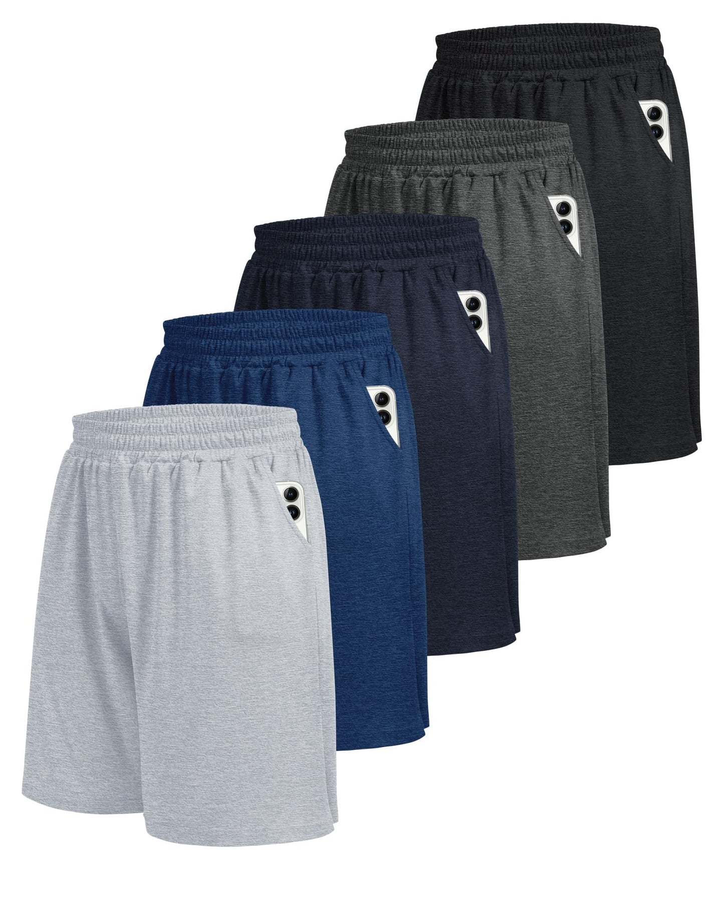 5 Pack Athletic Gym Mens Shorts - Workout Black Quick Dry Basketball Shorts - Tennis Mindset
