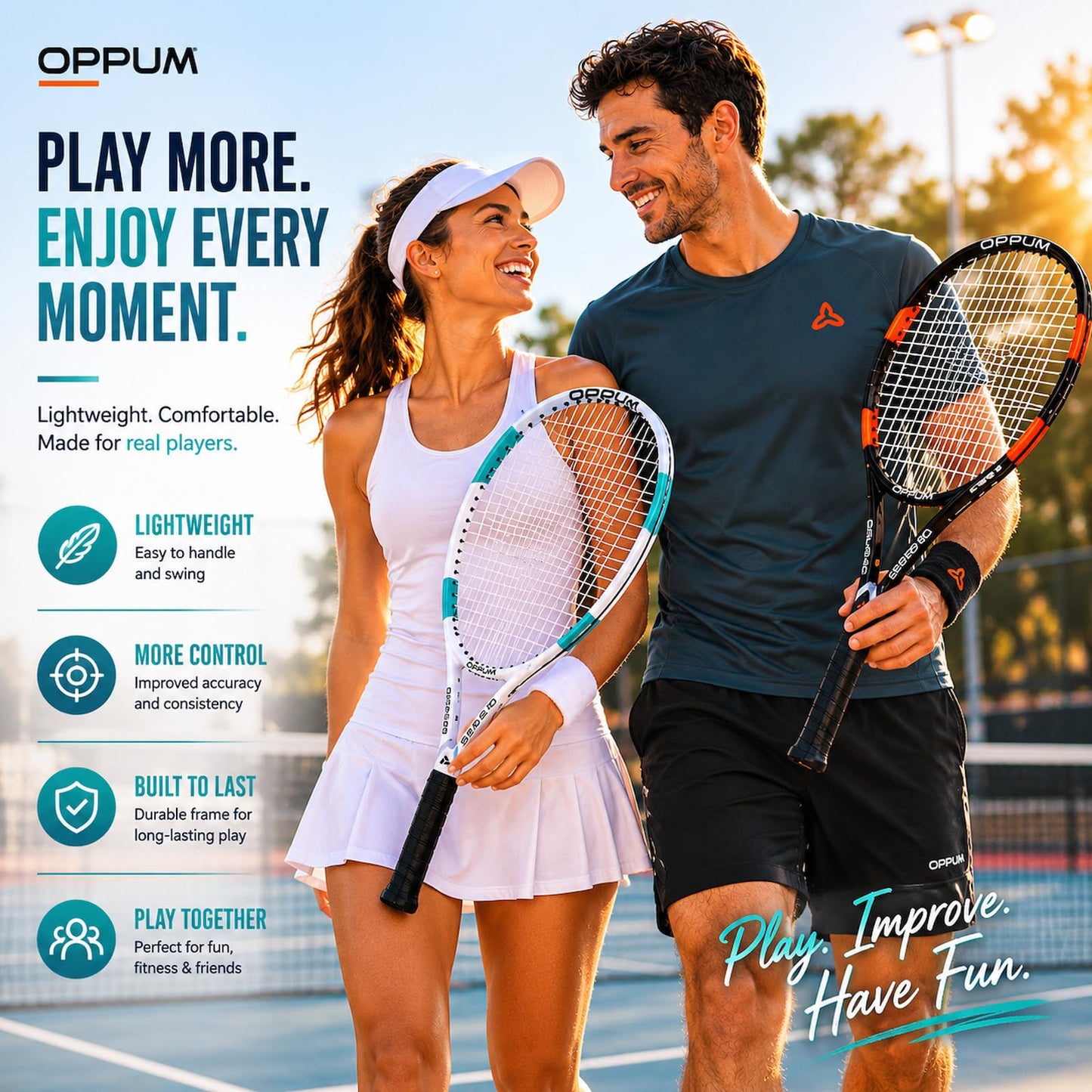 Adult Tennis Racket Set of 2, 27 Inch Pre-Strung for Beginners