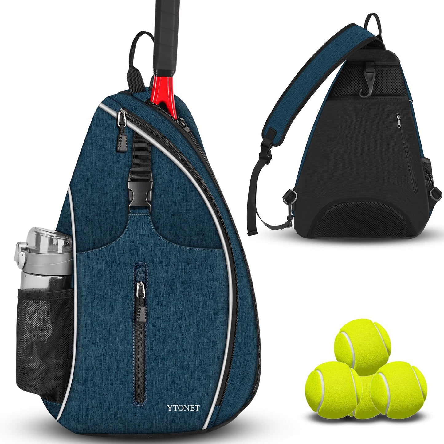 Ytonet Tennis Bag, Tennis Sling Backpack Crossbody for Men Women - Tennis Mindset