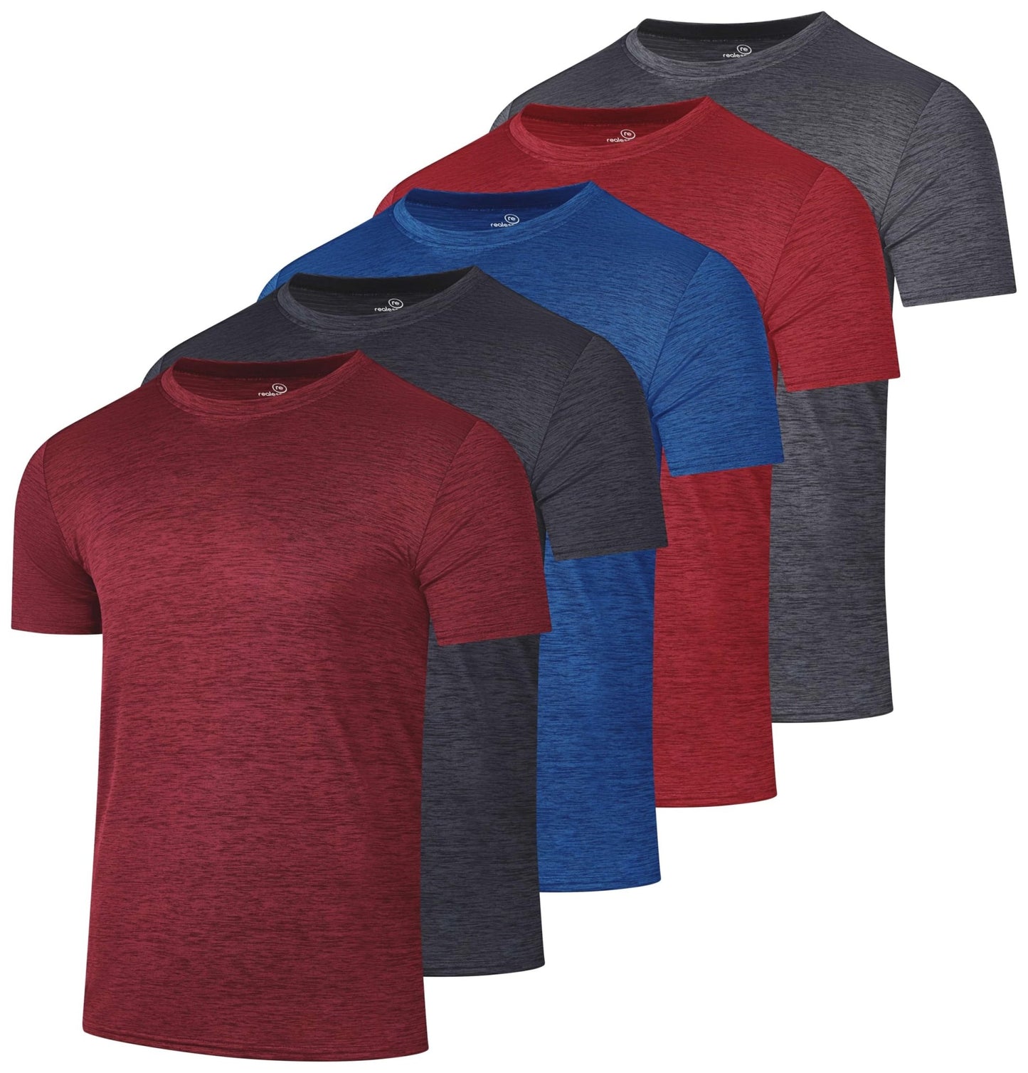 5 Pack Men's Dry Fit Workout T Shirts Crew Neck Athletic Gym Running Tees - Tennis Mindset