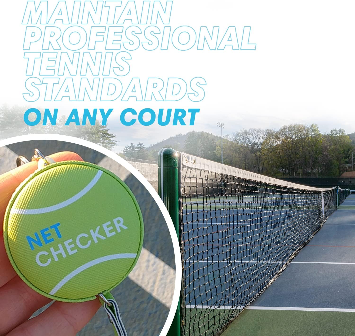 Scoring Right Net Checker Tennis Net Height Measuring Tape and Keyring - Tennis Mindset