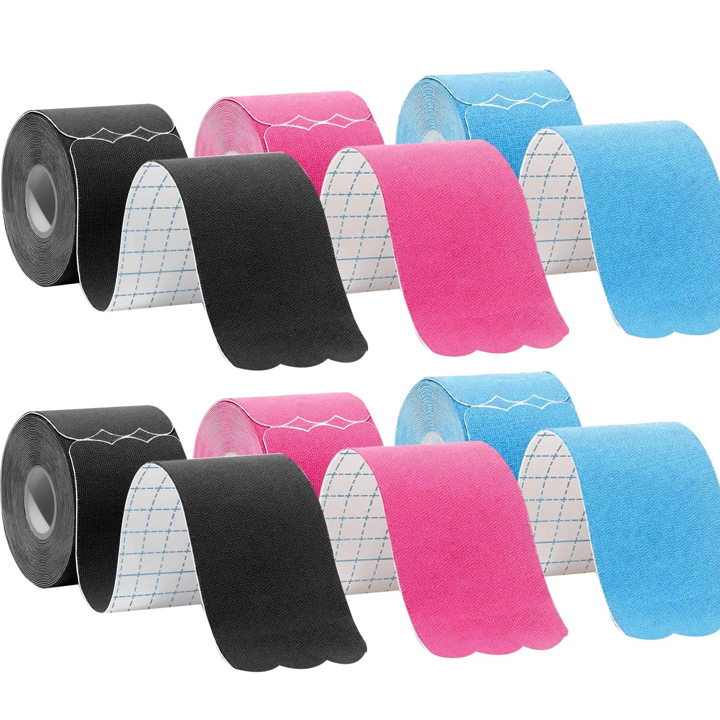 Kinesiology Tape Precut Strips Pro Athletic (3 Rolls,60 Strips) Original Cotton Waterproof Breathable Latex Free Tape for Muscle Pain Relief and Joint Support Elastic Sports Activities Tapes (Mix) - Tennis Mindset