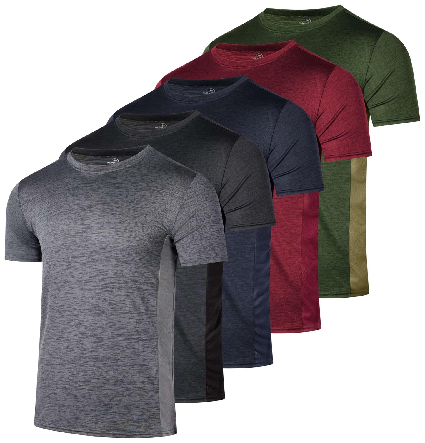 5 Pack Men's Dry Fit Workout T Shirts Crew Neck Athletic Gym Running Tees - Tennis Mindset