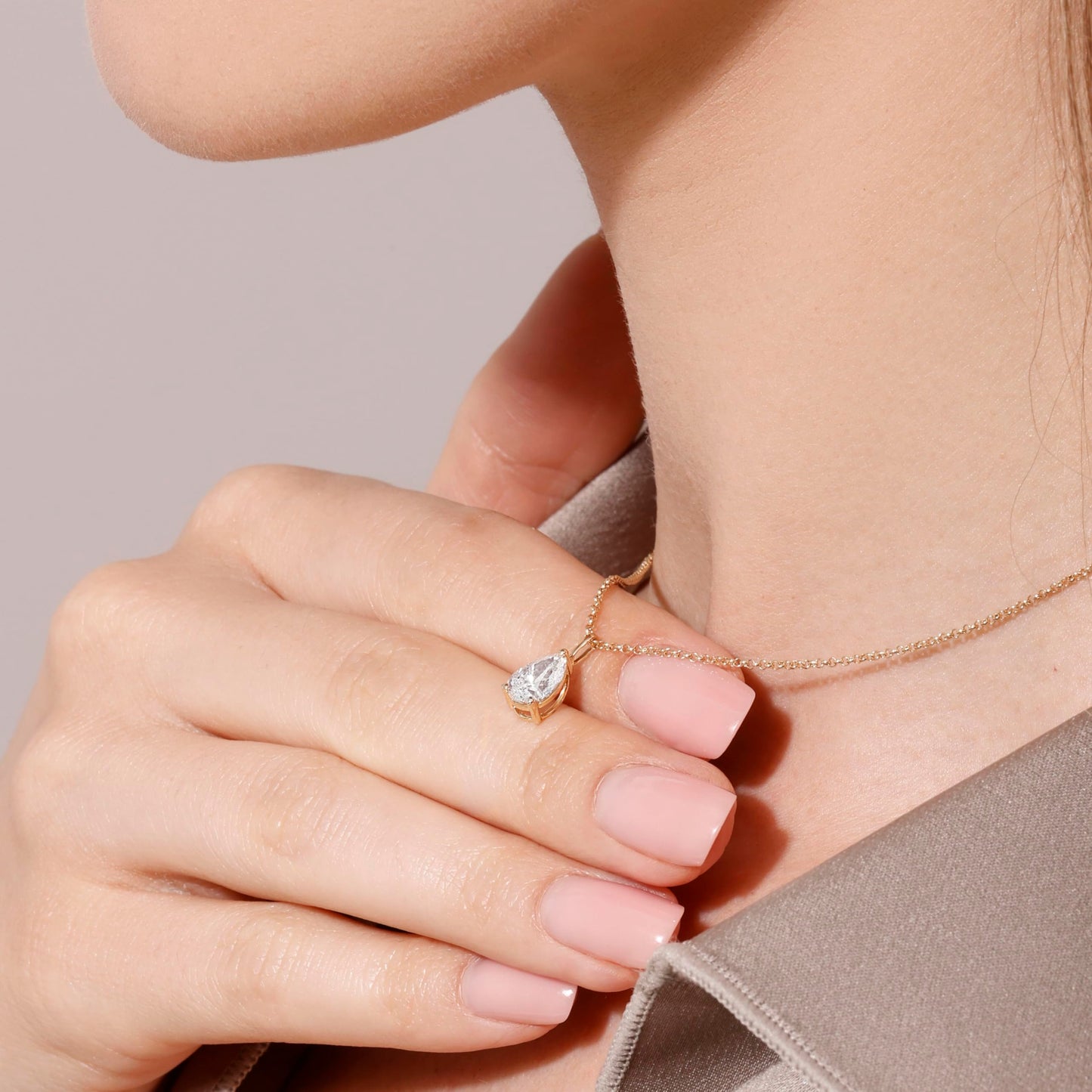 14K Yellow/White Gold Pendant Necklace With 0.50-1.00 TCW Lab Grown Diamond in Pear/Round Shape (E-F Color, VVS-VS), Adjustable Length from 15"-16.5", IGI Certified, Necklaces For Women, Gift For Her - Tennis Mindset