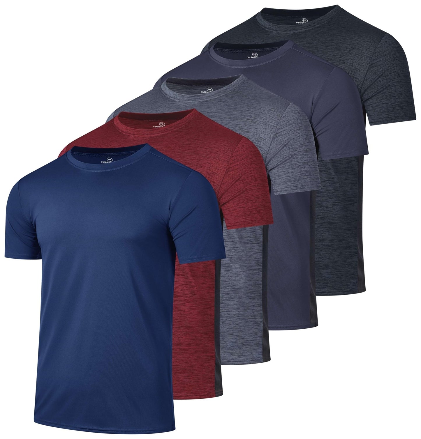 5 Pack Men's Dry Fit Workout T Shirts Crew Neck Athletic Gym Running Tees - Tennis Mindset