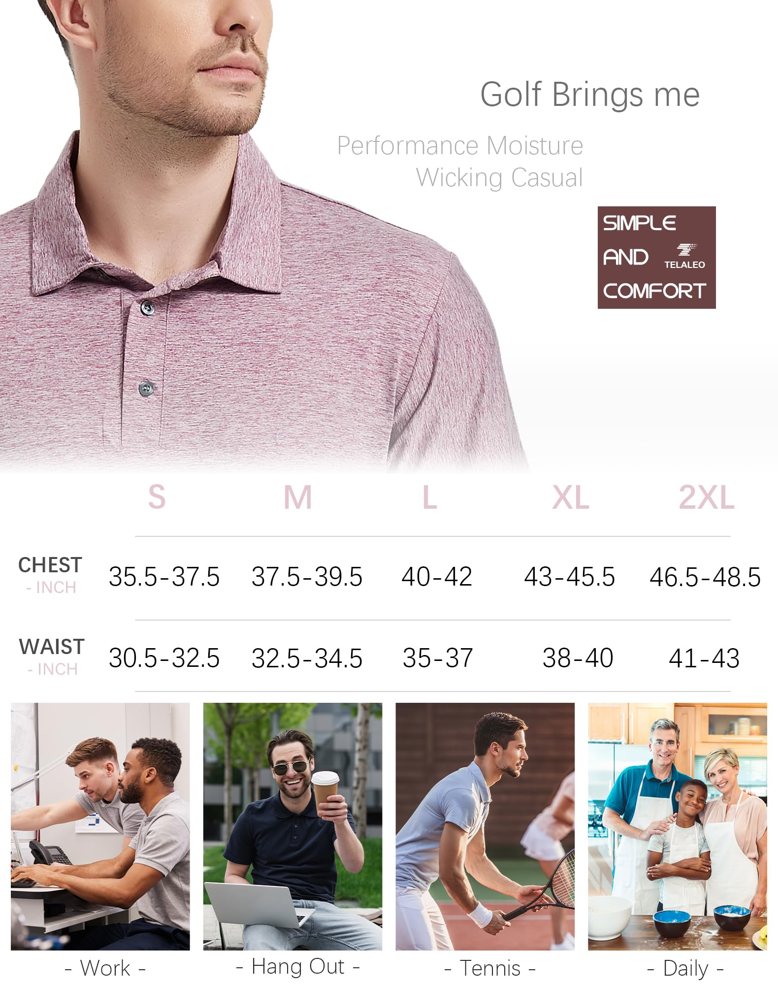 5 Pack Men's Polo Shirts Short Sleeve Golf T Shirt Performance Casual - Tennis Mindset