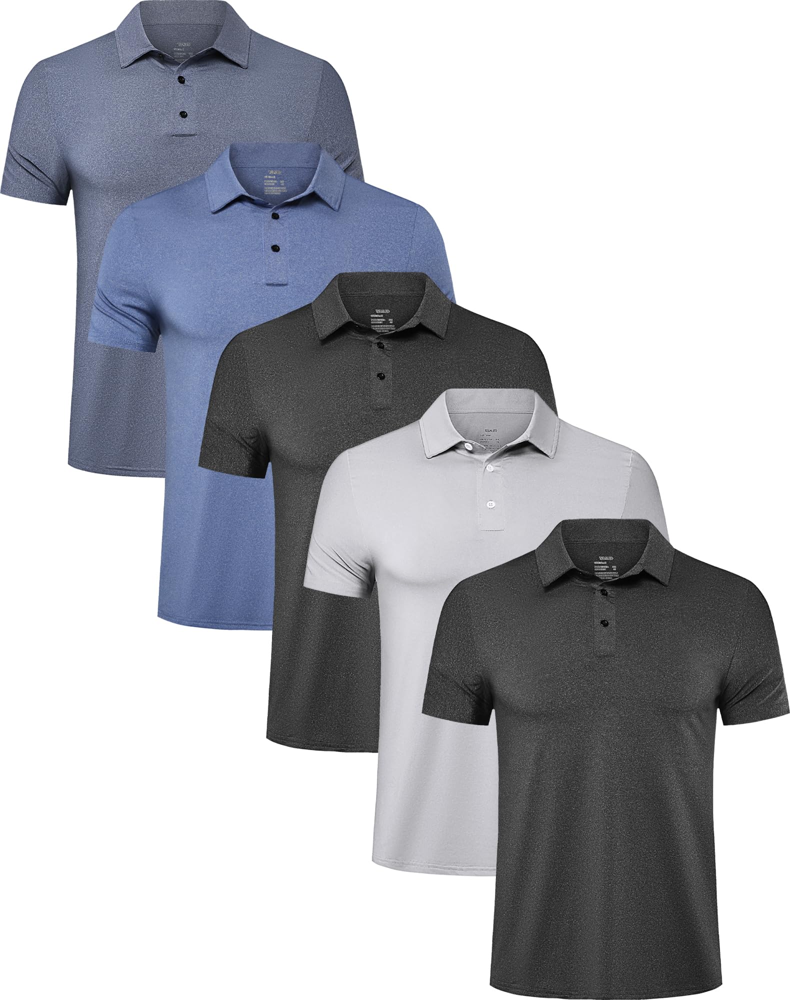 5 Pack Men's Polo Shirts Short Sleeve Golf T Shirt Performance Casual - Tennis Mindset