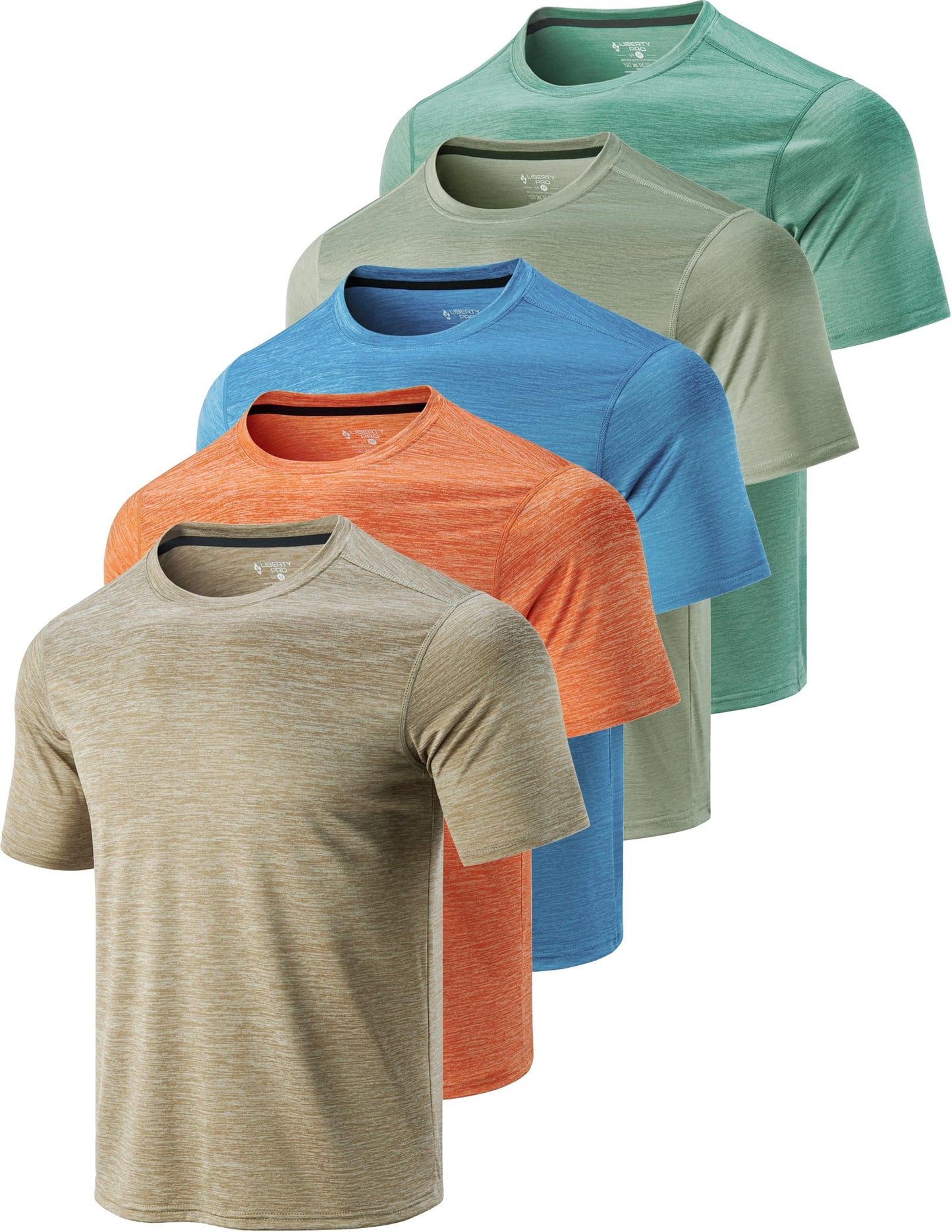 Liberty Imports 5 Pack Men's Active Quick Dry Crew Neck T Shirts