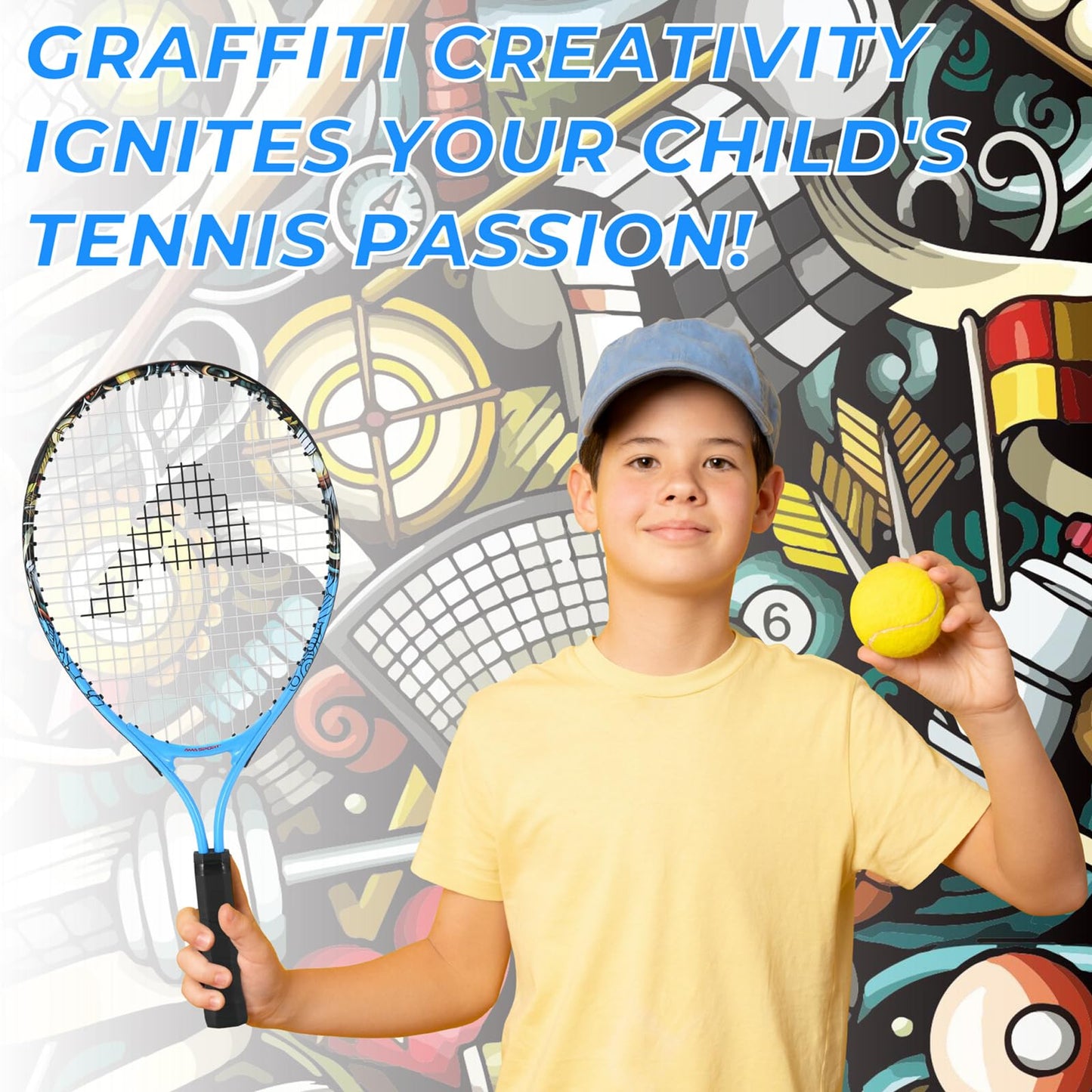 AMA SPORT Kids Tennis Racket for Junior Toddlers Starter Kit 17-25" Tennis Racquet for Girls and Boys with 420D Nylon Shoulder Strap Bag - Tennis Mindset
