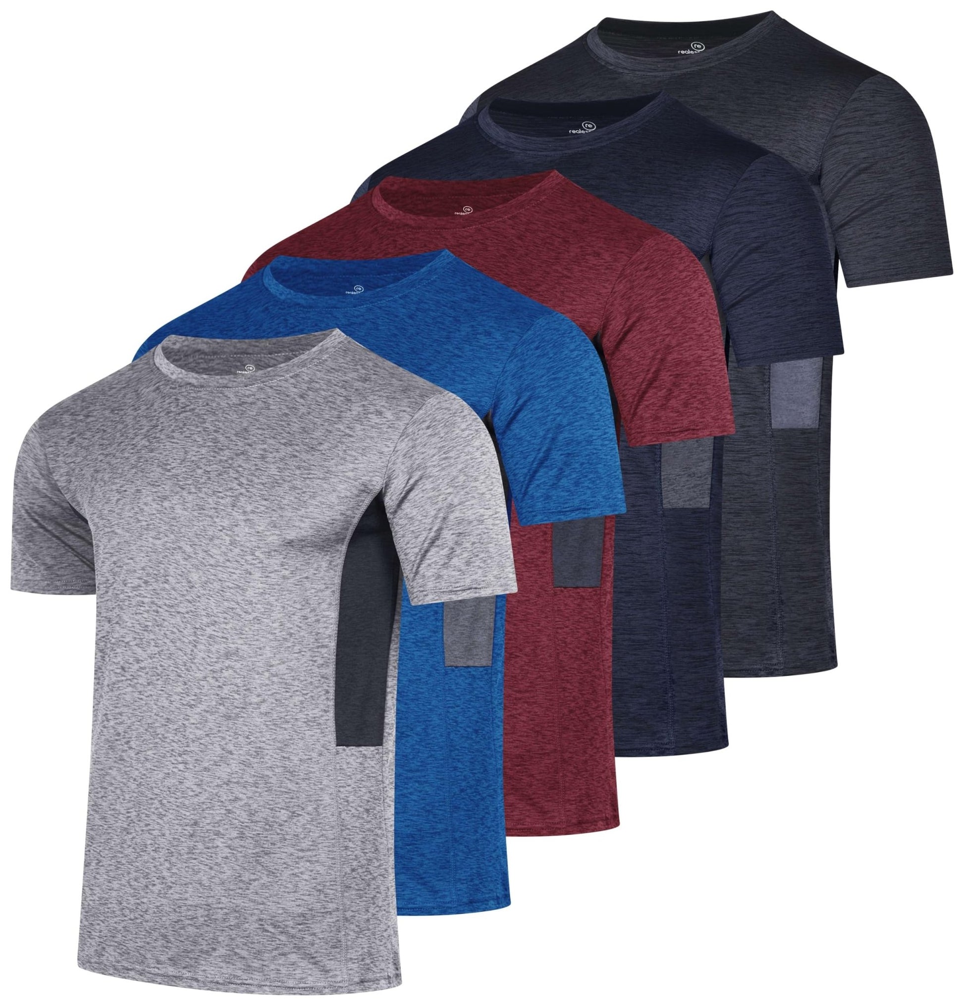 5 Pack Men's Dry Fit Workout T Shirts Crew Neck Athletic Gym Running Tees - Tennis Mindset