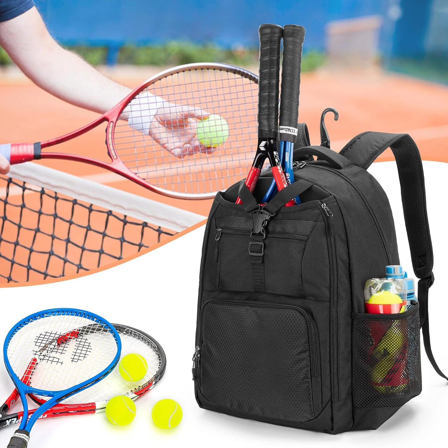 DSLEAF Tennis Bag for Men/Women, Tennis Backpack Holds 2 Rackets and Shoes - Tennis Mindset
