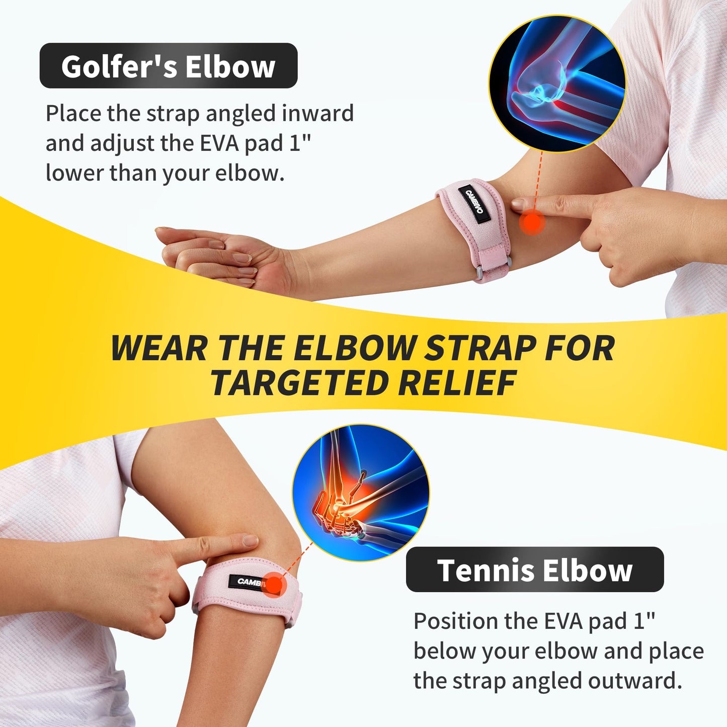 CAMBIVO 2 Pack Tennis Elbow Brace Strap for Tendonitis, Black - Tennis Mindset